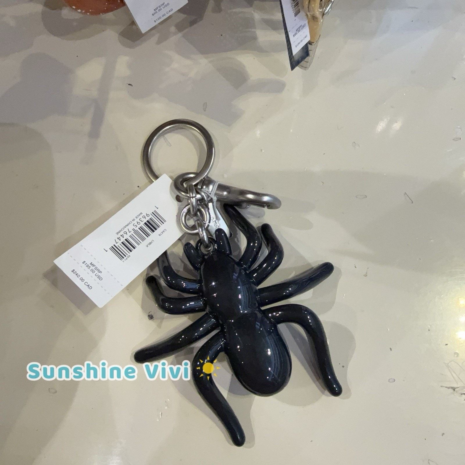 Coach NWT Coach Spider Bag Charm Silver/Black CAX79 Size ONE SIZE - 3 Thumbnail