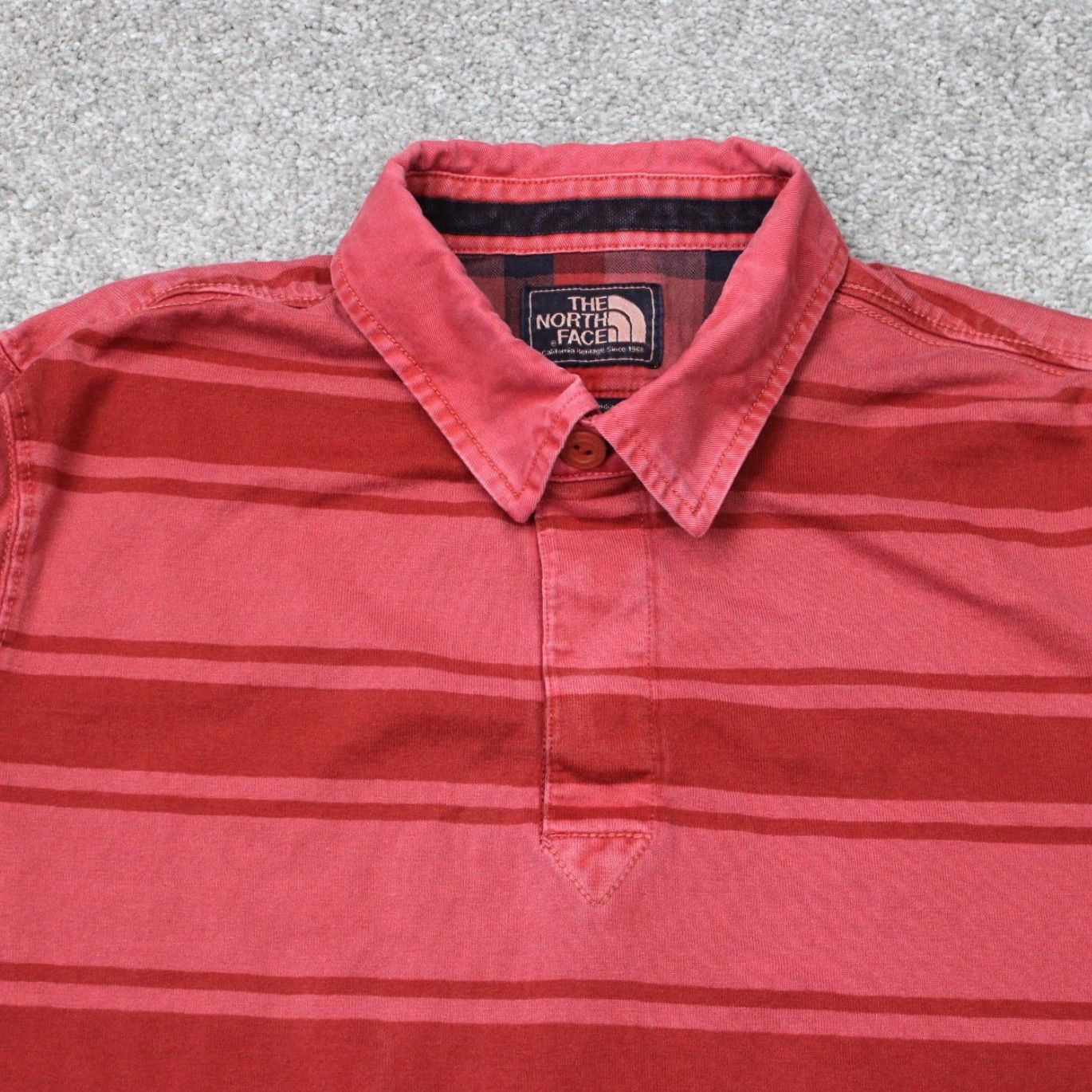 The North Face The North Face Polo Shirt Mens Medium Red Striped Cotton Long Sleeve Button Pullover Size US M / EU 48-50 / 2 - 5 Thumbnail
