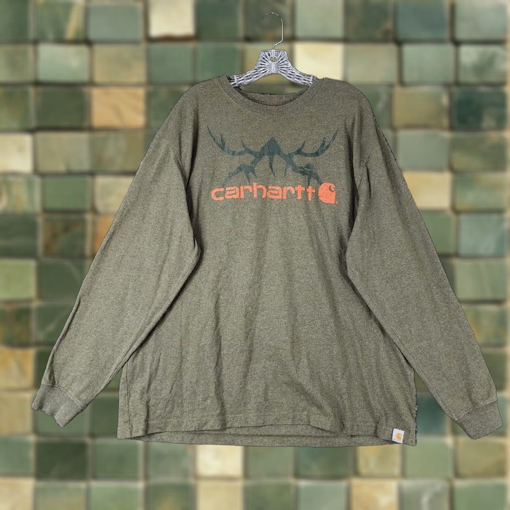 Carhartt Carhartt Long Sleeve Tee Mens Green XL Cotton Poly Blend Size US XL / EU 56 / 4 - 1 Thumbnail
