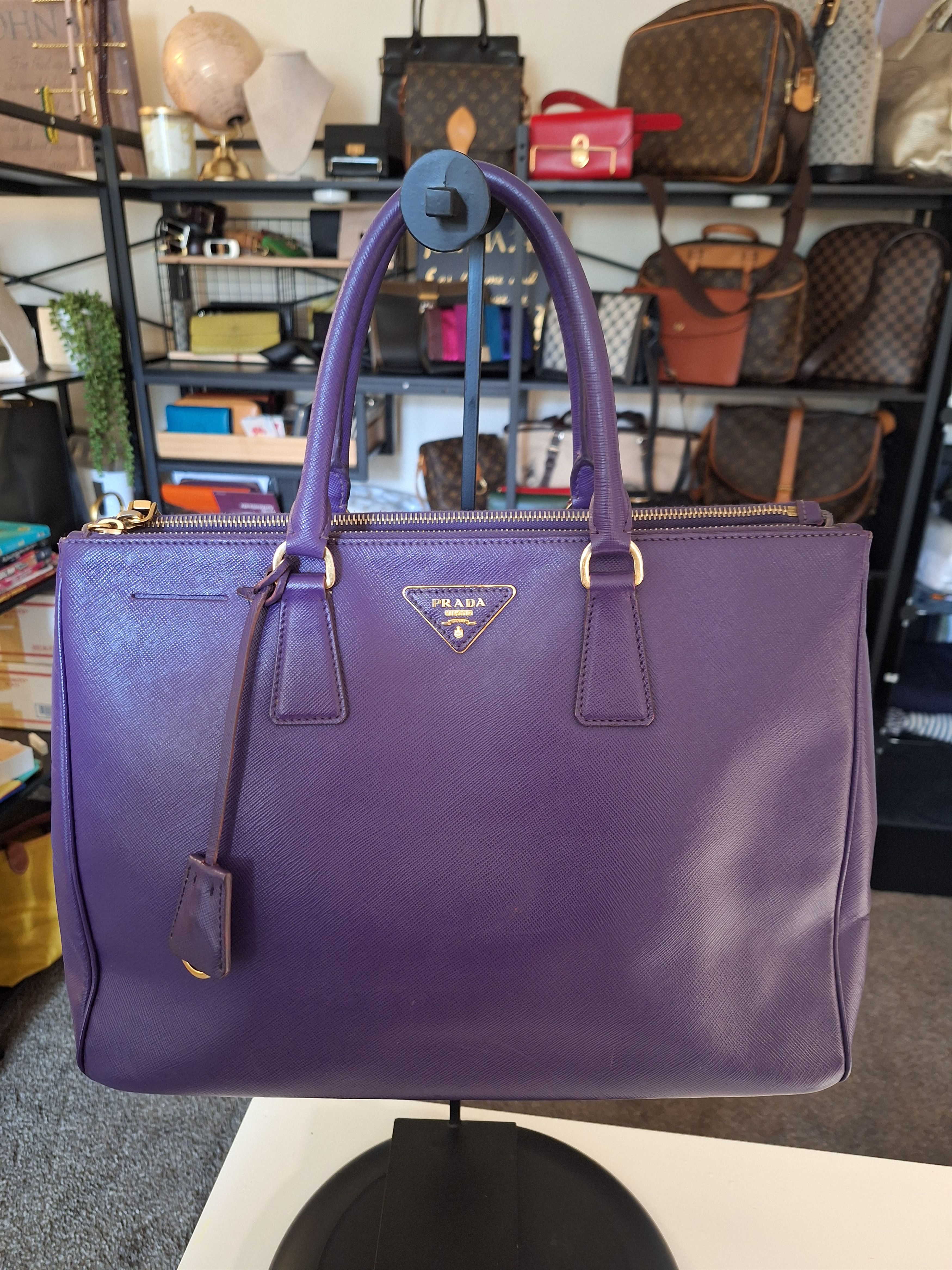 Prada Prada Purple Saffiano Lux Leather Galleria Satchel Tote Size ONE SIZE - 1 Thumbnail