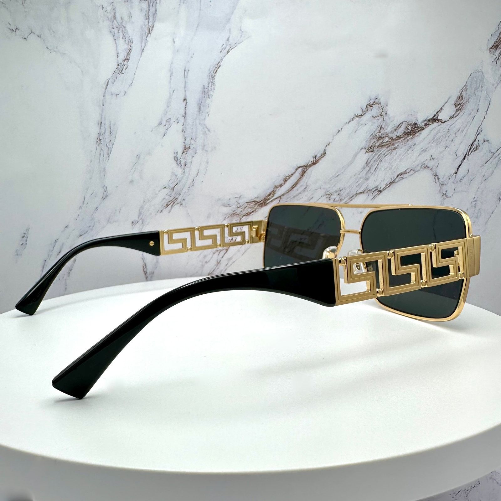 Versace New VERSACE Sunglasses Gold Metal Greca Logo Rectangle Size ONE SIZE - 17 Thumbnail