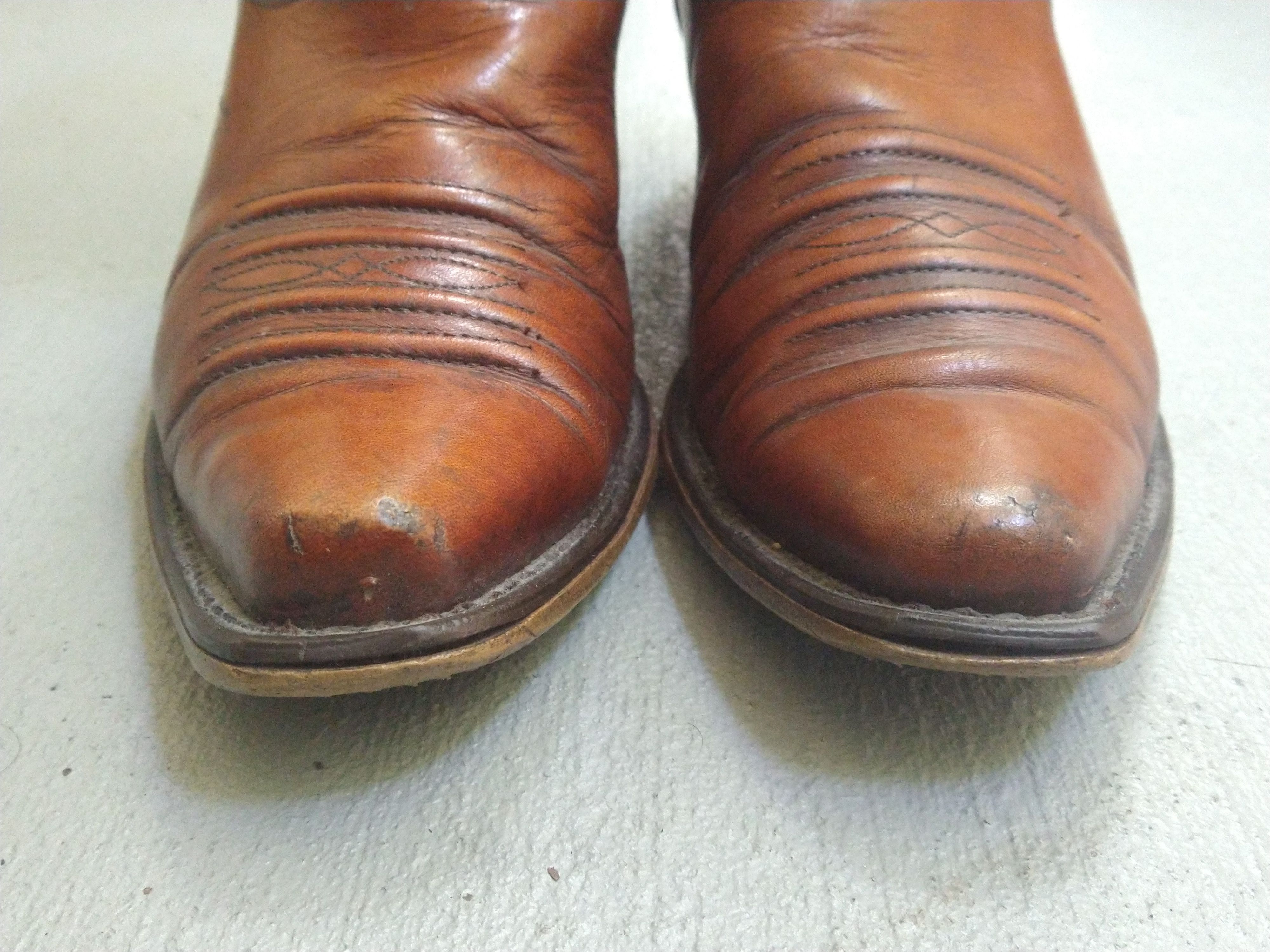 Genuine Leather Acme Cowboy Boots Size 9.5 Brown Leather Western Botas Size US 9.5 / EU 42-43 - 2 Thumbnail