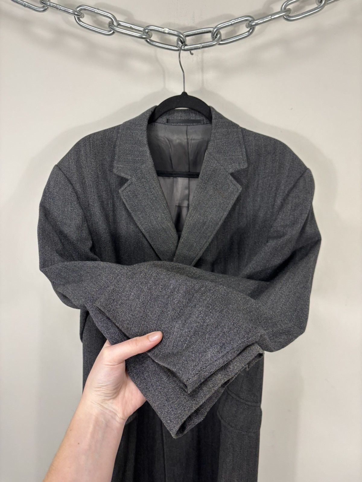 Other Vintage PKZ Made In England Men’s Herringbone Gray Wool Coat Size US L / EU 52-54 / 3 - 9 Thumbnail