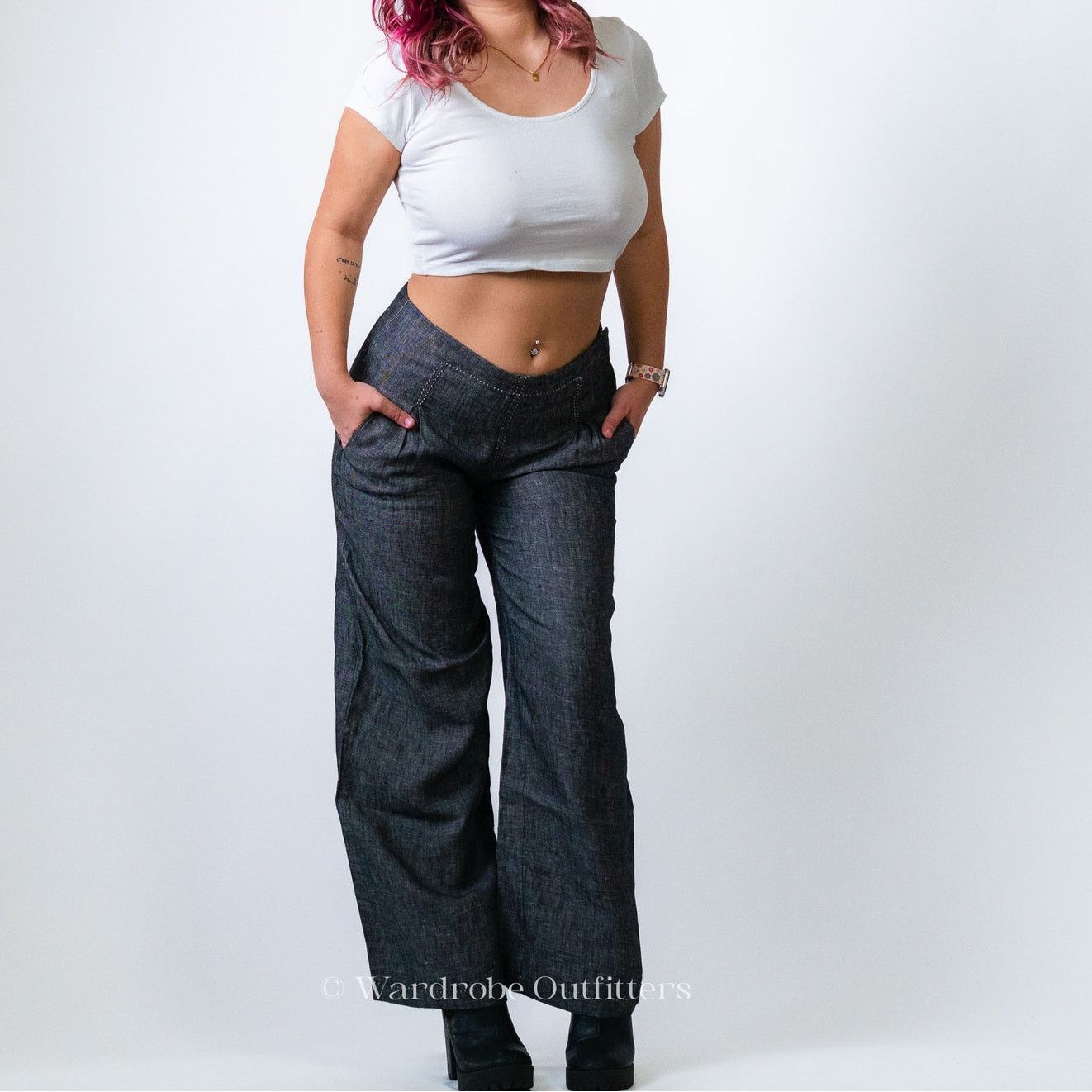 Designer Max Studio Grey Wide Leg Dress Slacks Size 28" / US 6 / IT 42 - 5 Thumbnail
