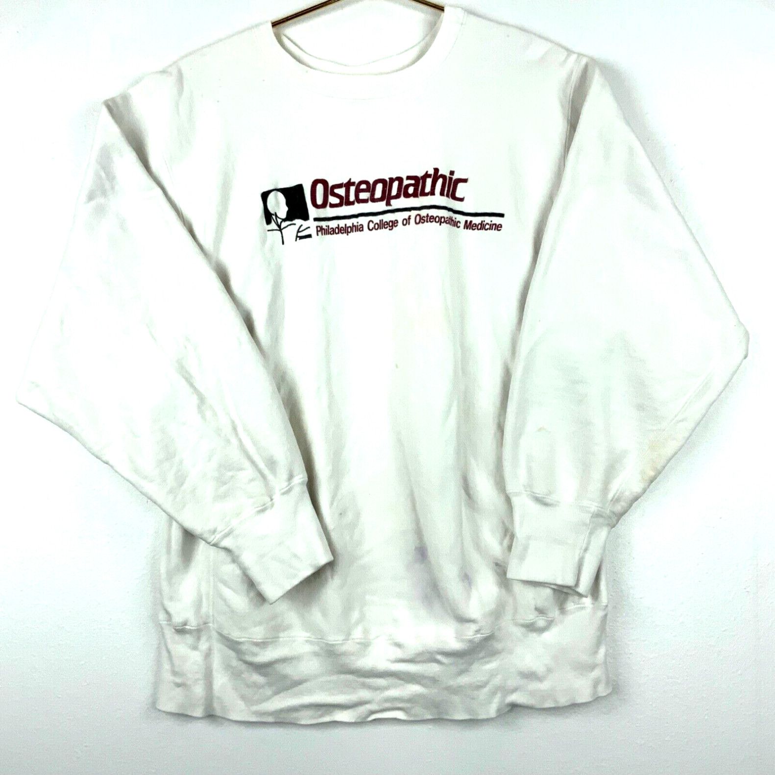 image of Vintage Philadelphia College Champion Reverse Weave Warm Up Sweatshirt Size XL in White, Men's