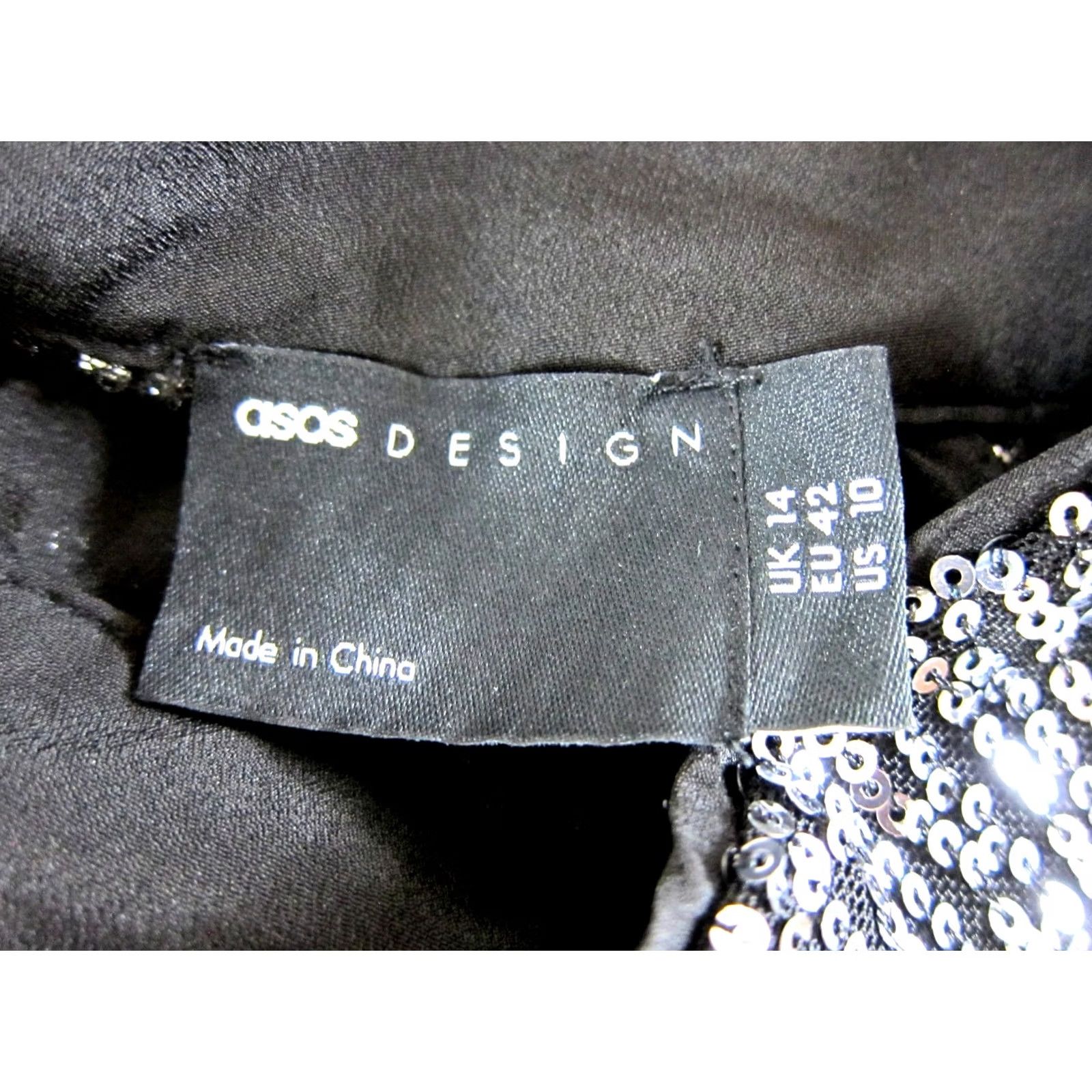 Asos ASOS Design Dress 10 NWT Silver Metallic Sequin High Neck Long Sleeve Open Back Size L / US 10 / IT 46 - 3 Thumbnail