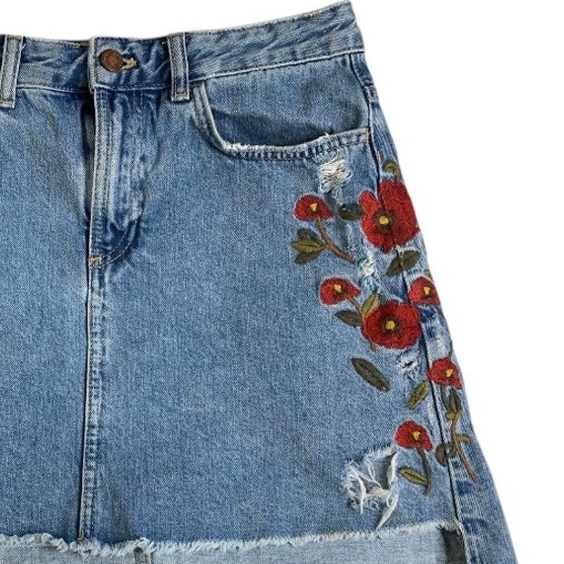 Zara Zara Basic Z1975 Blue Denim Mini Skirt Women's Small Cut Off Size 30" / US 8 / IT 44 - 5 Thumbnail