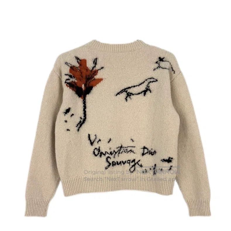 Dior Dior Beige animal pattern cashmere sweater Size XS / US 0-2 / IT 36-38 - 2 Thumbnail