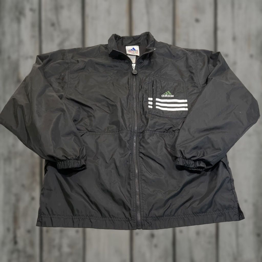Adidas VINTAGE Adidas Windbreaker Jacket Men's Small Black 3 Stripes Lightweight Full Zip Sports Size US S / EU 44-46 / 1 - 1 Thumbnail