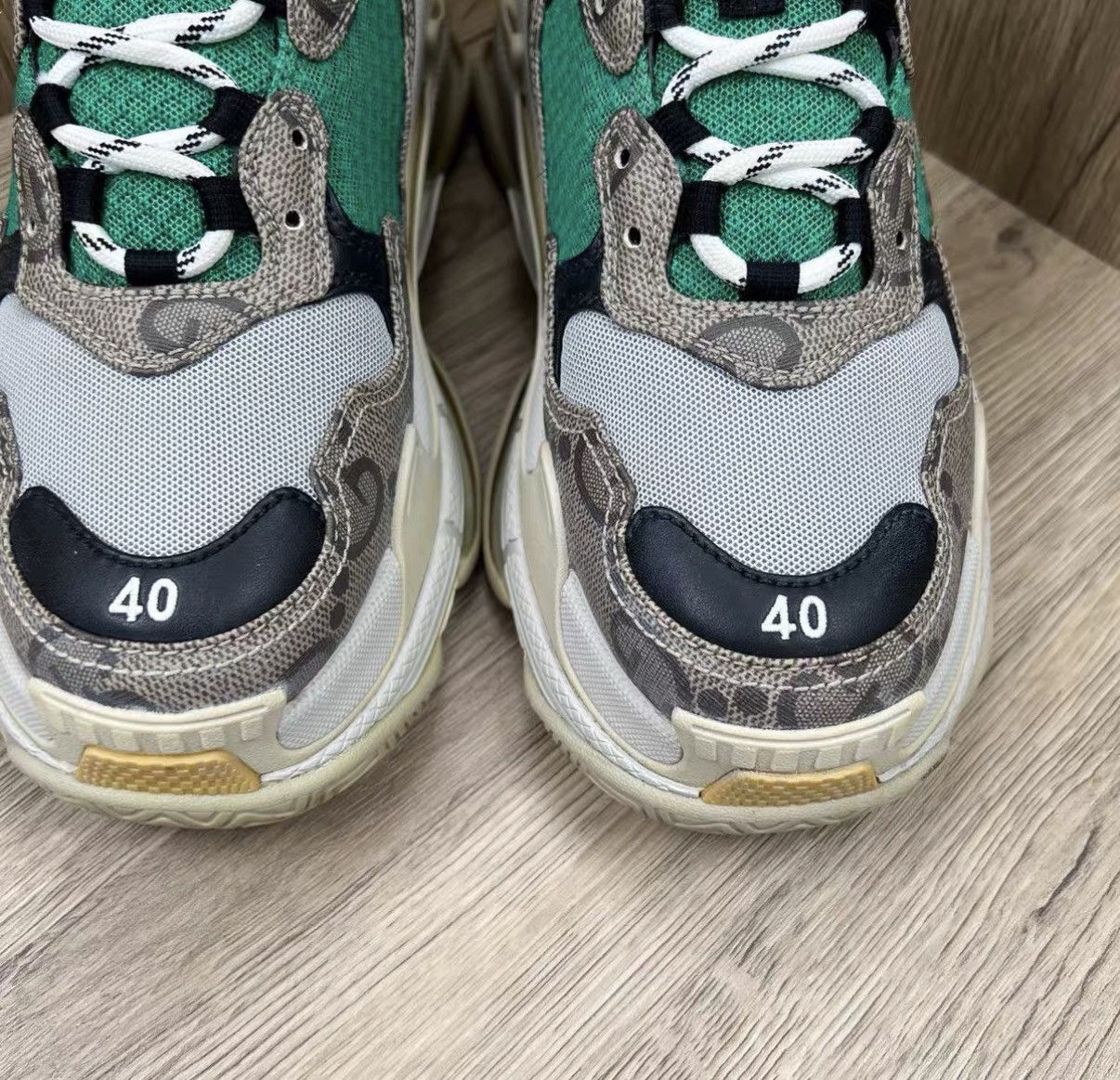Balenciaga Balenciaga x Gucci Triple S Brown & Green Dad Sneakers J41 Size US 7 / EU 40 - 2 Thumbnail