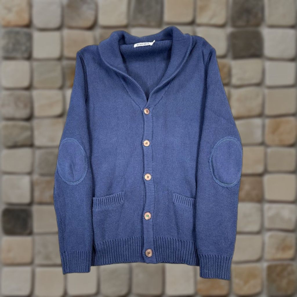 Bonobos Bonobos Mens Small Cardigan Sweater Blue Wool Knit Button Mock Neck Collared Regular Fit Size US S / EU 44-46 / 1 - 1 Thumbnail