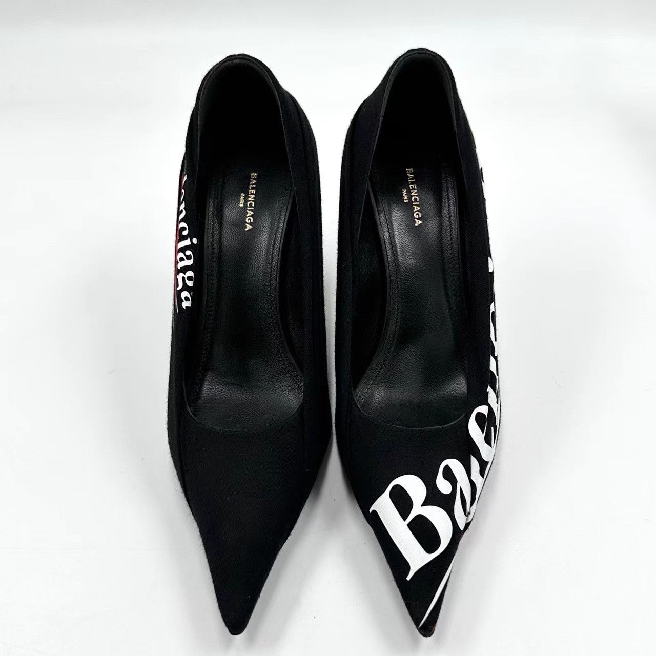 Balenciaga Balenciaga Black Pointed Toe Cola Logo Heels K12 Size US 6 / IT 36 - 2 Thumbnail