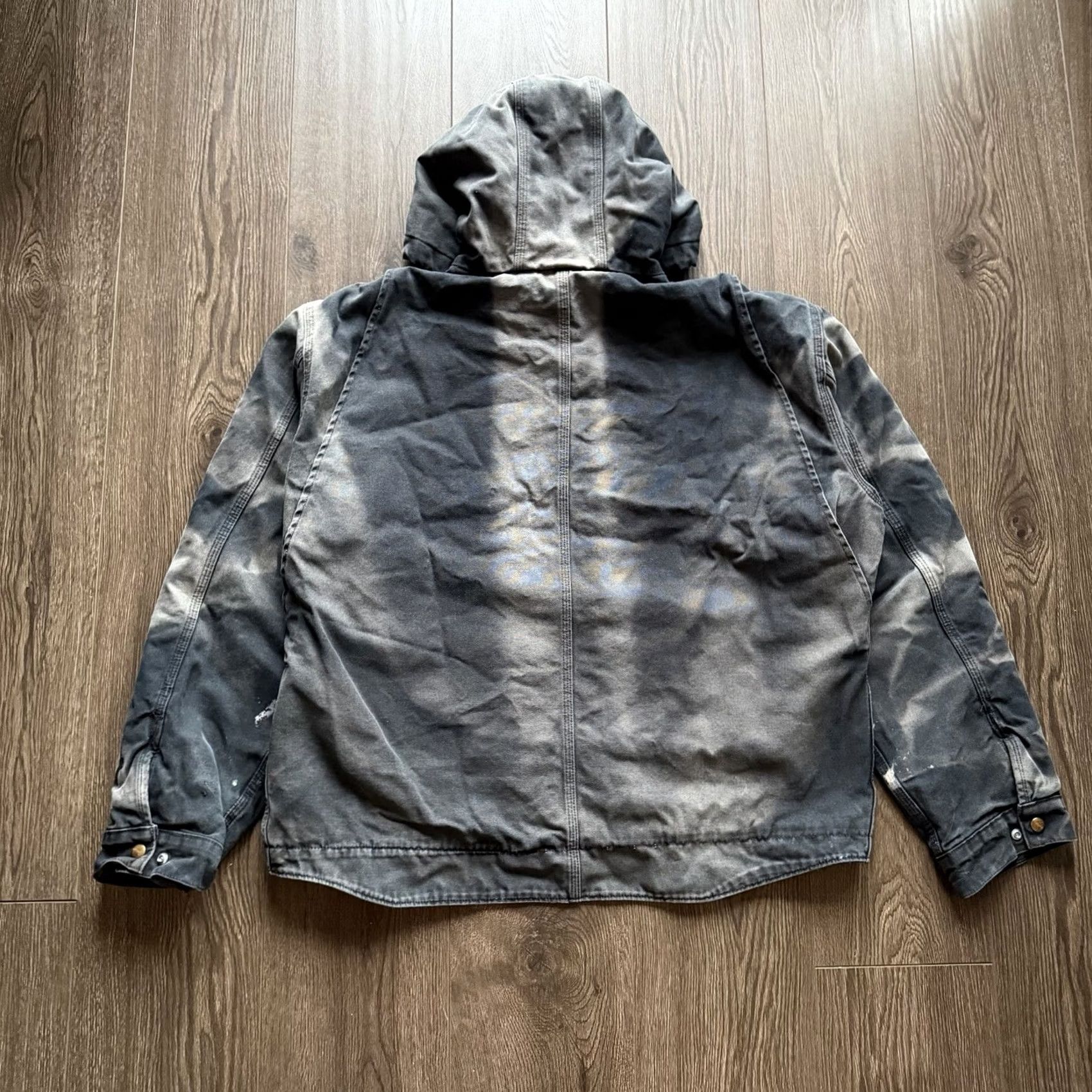 Carhartt VINTAGE Carhartt Jacket Hooded 90s Black XL Men Bomber Workwear Distressed Smokey Honeycomb - Hooded Size US XL / EU 56 / 4 - 8 Thumbnail