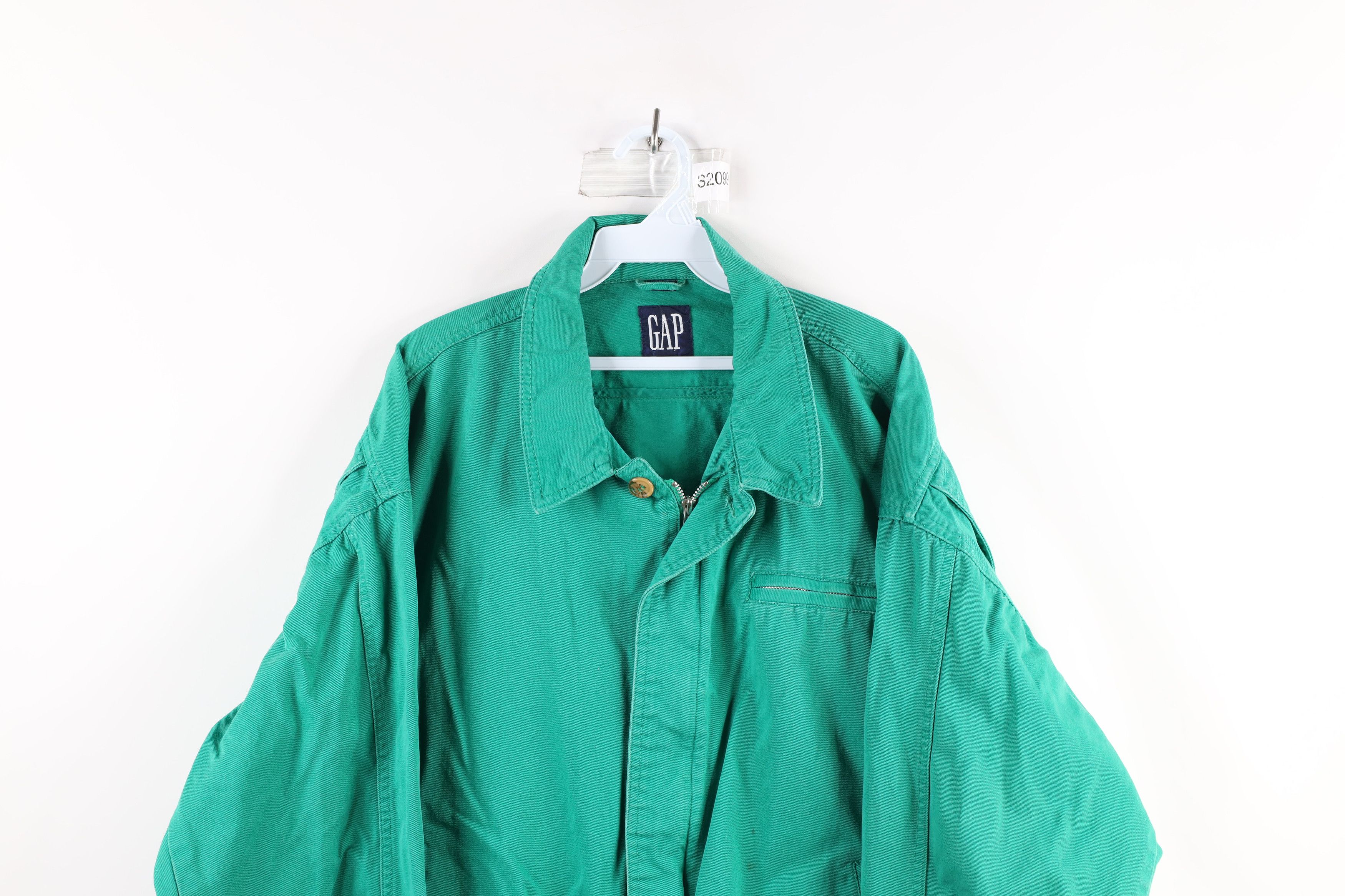 Gap × Vintage Vintage 90s Gap Faded Blank Cotton Canvas Bomber Jacket Size US L / EU 52-54 / 3 - 2 Thumbnail