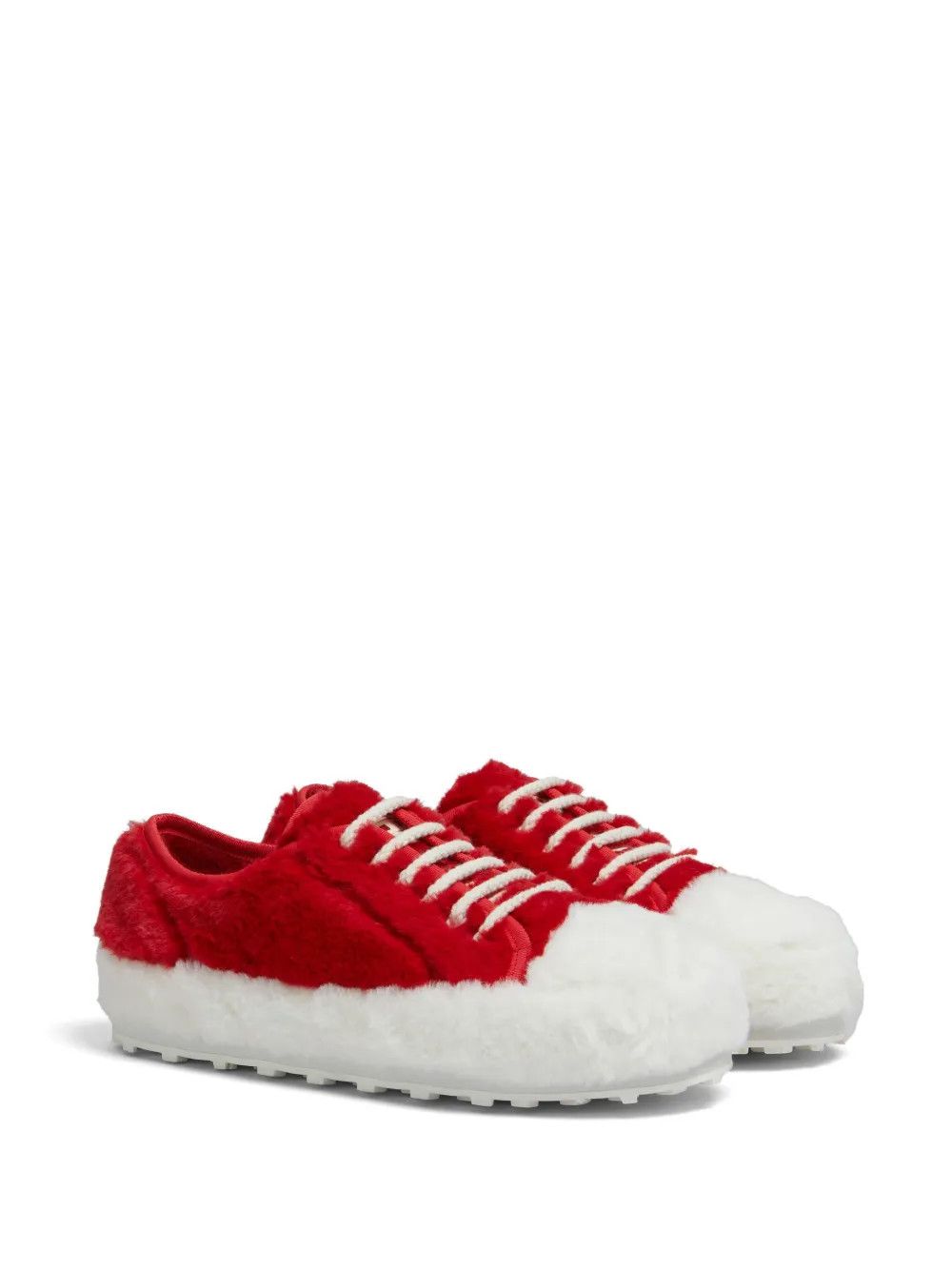 Marni o1w1db11125 Two Tone Faux Fur Sneakers in Light Red/White Size US 8 / EU 41 - 1 Thumbnail