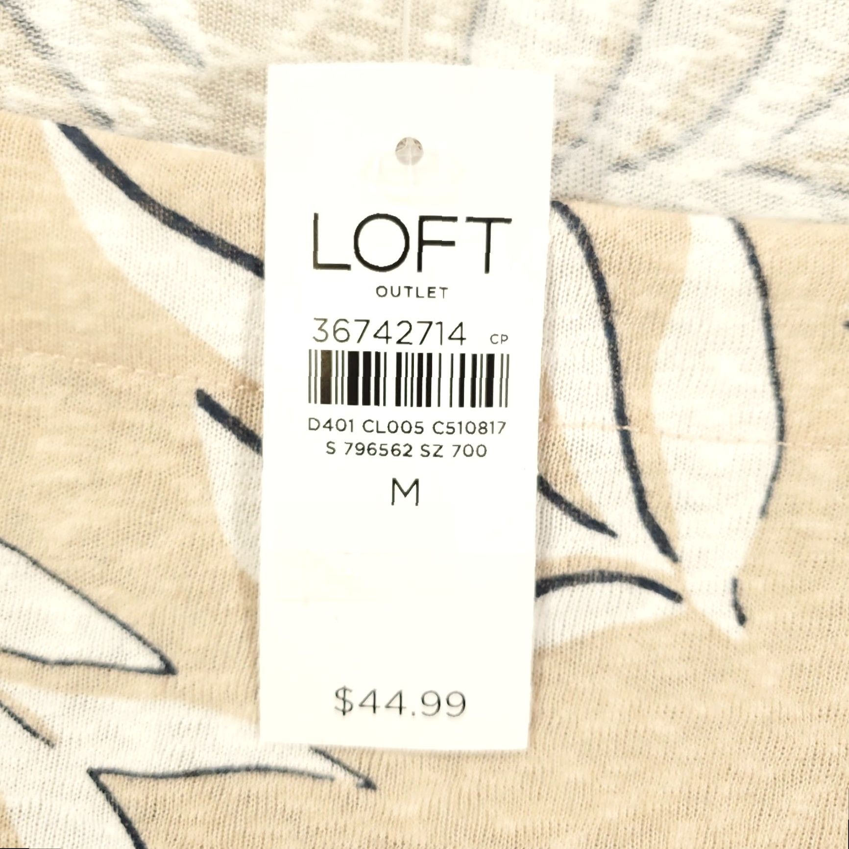 Loft LOFT New Blouse Womens Medium M Beige White Leaves Cap Flutter Sleeves NWT Size M / US 6-8 / IT 42-44 - 6 Thumbnail