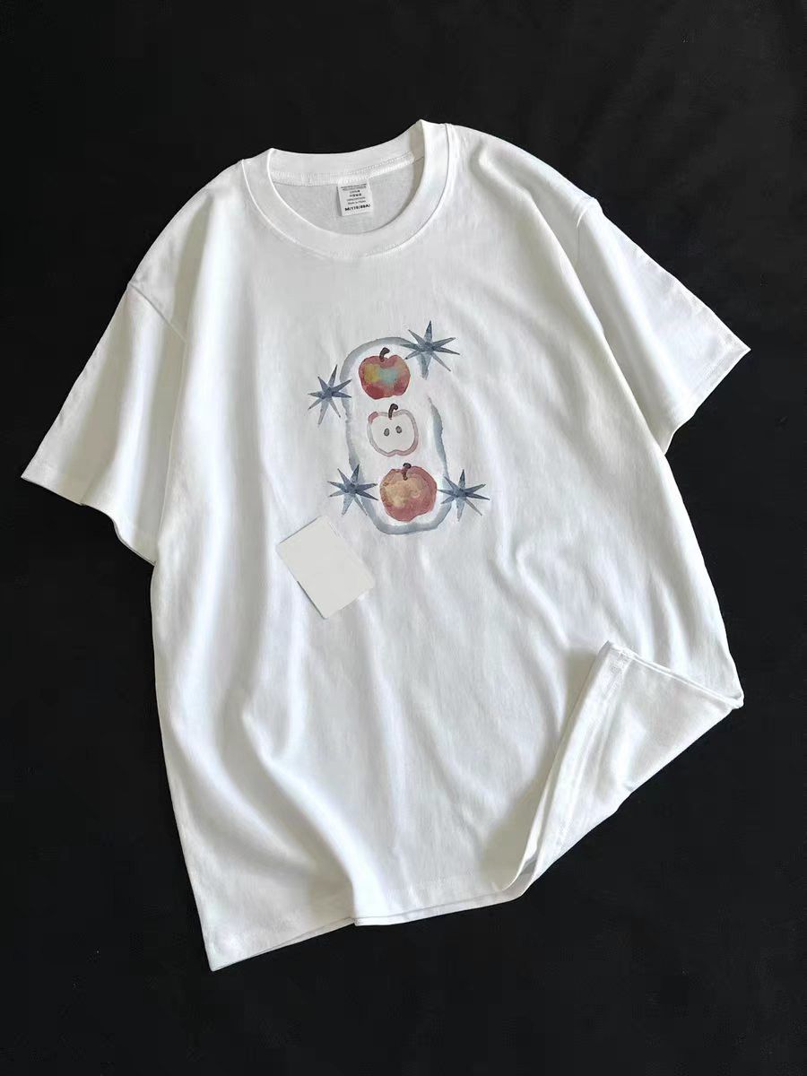 Vintage White Washed Vintage Apple Print T-Shirt Size US M / EU 48-50 / 2 - 2 Thumbnail