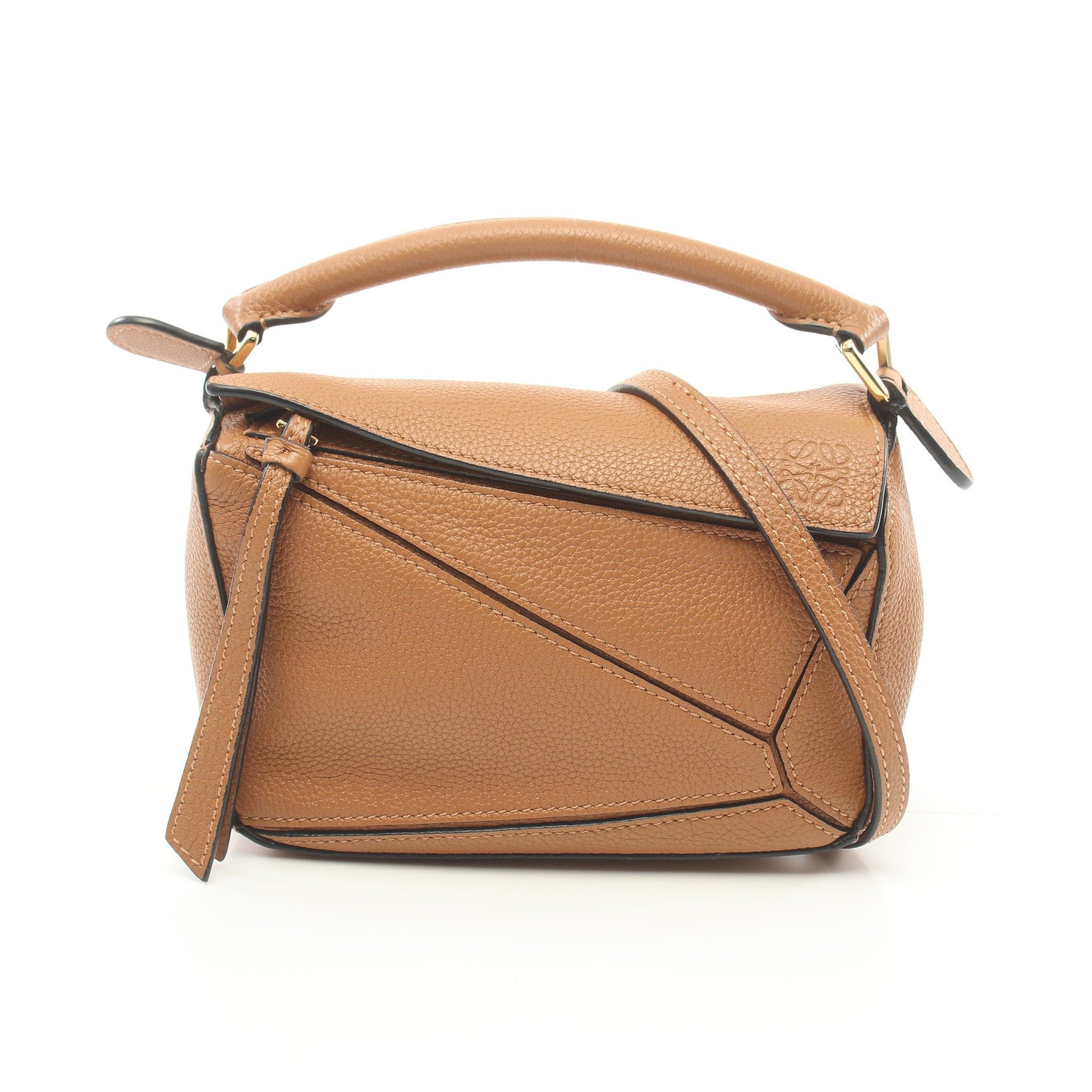 image of Loewe Puzzle Bag Mini Handbag Leather Light Brown 2Way, Women's