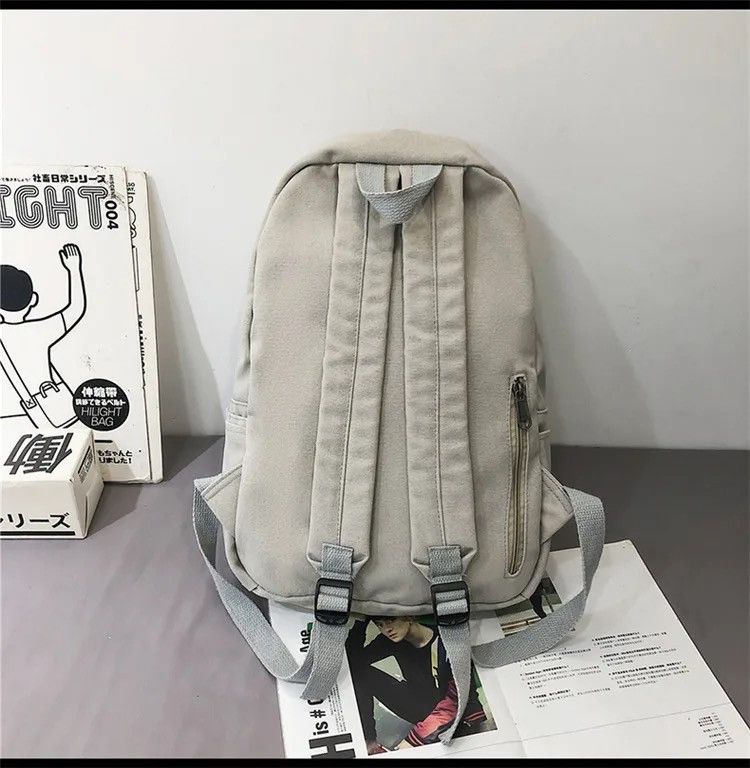 Japanese Brand Grey Canvas Backpack Size ONE SIZE - 5 Thumbnail