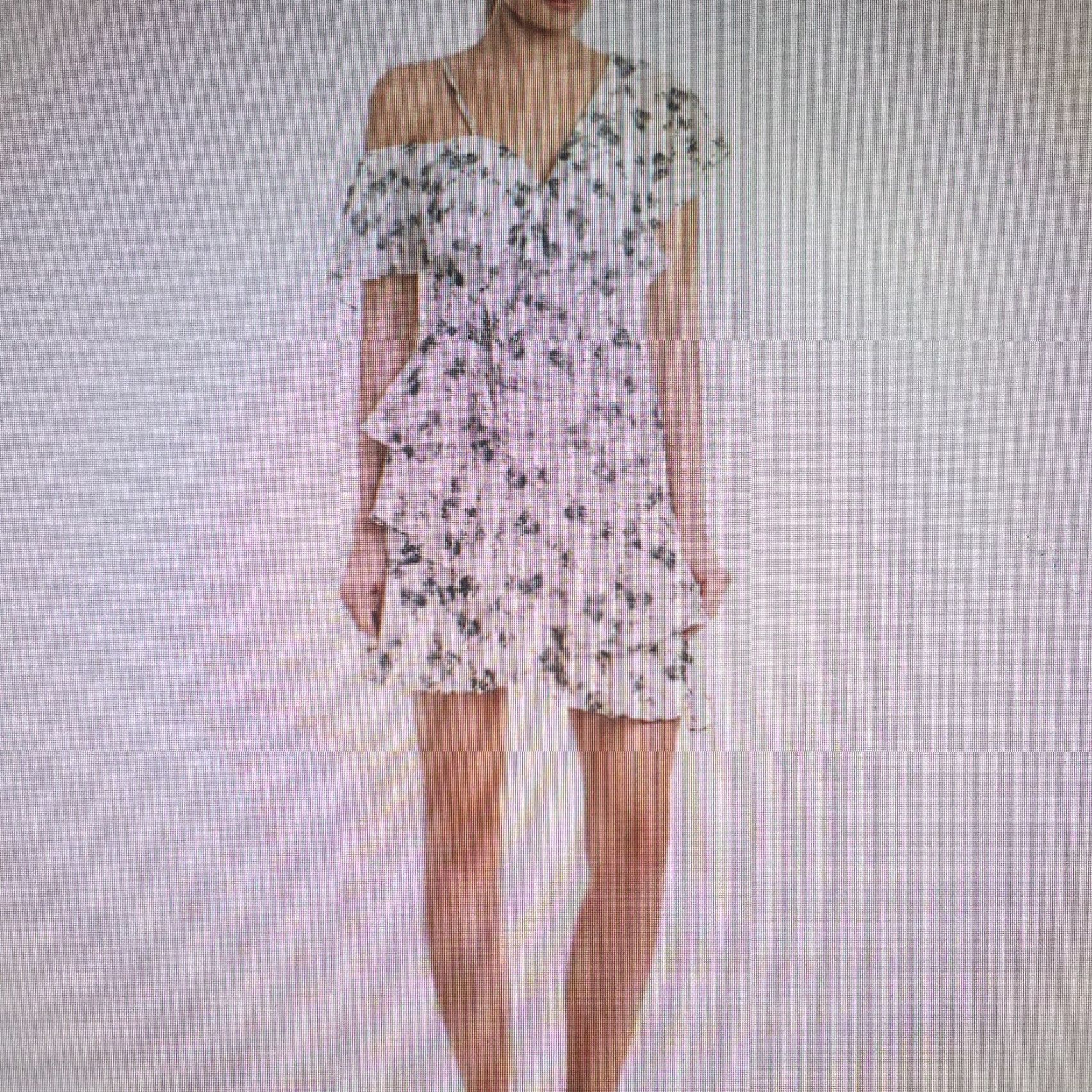 ELLIATT VINTAGE Elliatt Dress Women XS Ivory Bloom Floral Print Asymmetrical Layered Ruffle Mini Size XS / US 0-2 / IT 36-38 - 4 Thumbnail