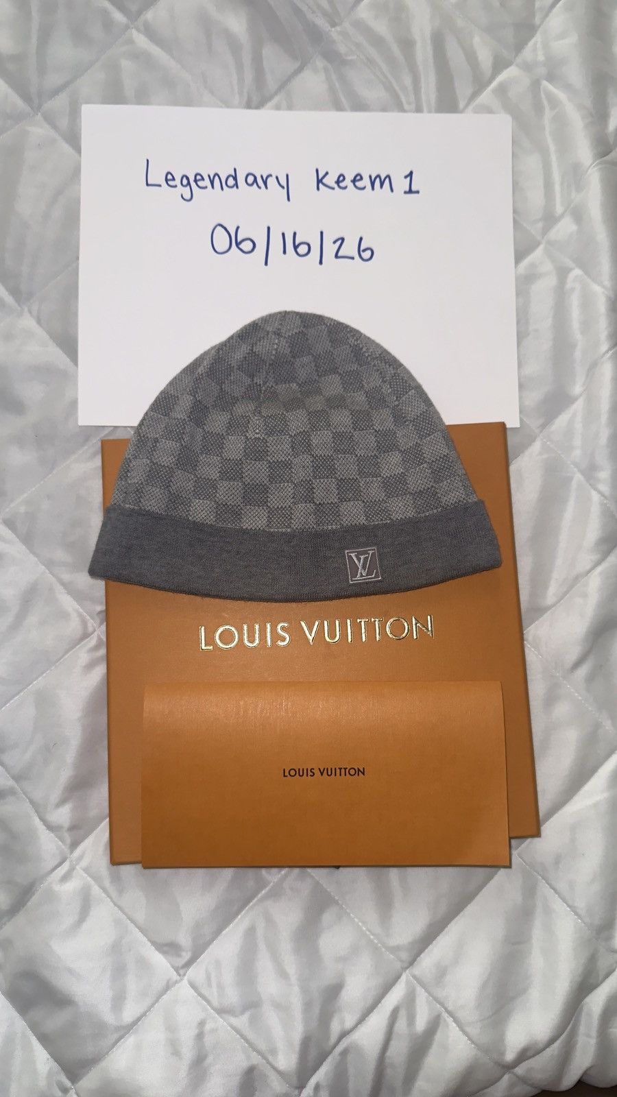 Louis Vuitton Damier Grey Beanie in Gray, Men's