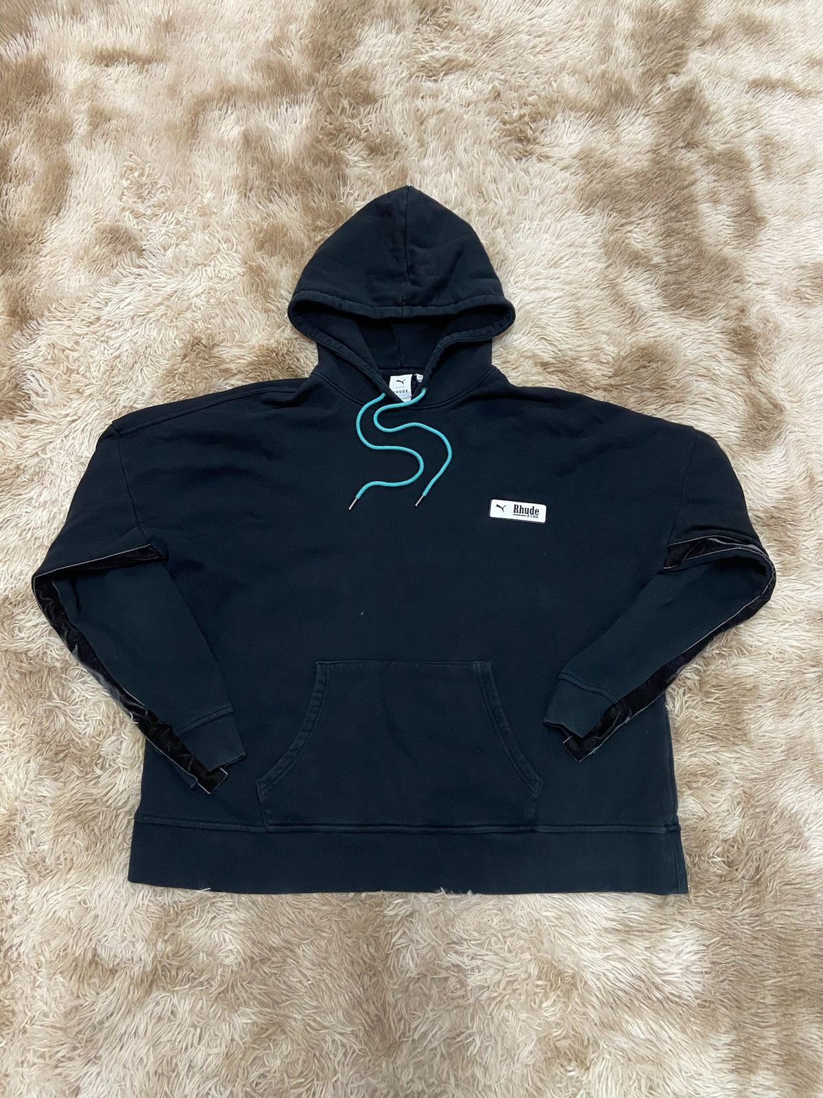 image of Puma x Rhude Collab Logo Hoodie in Black, Men's (Size XL)