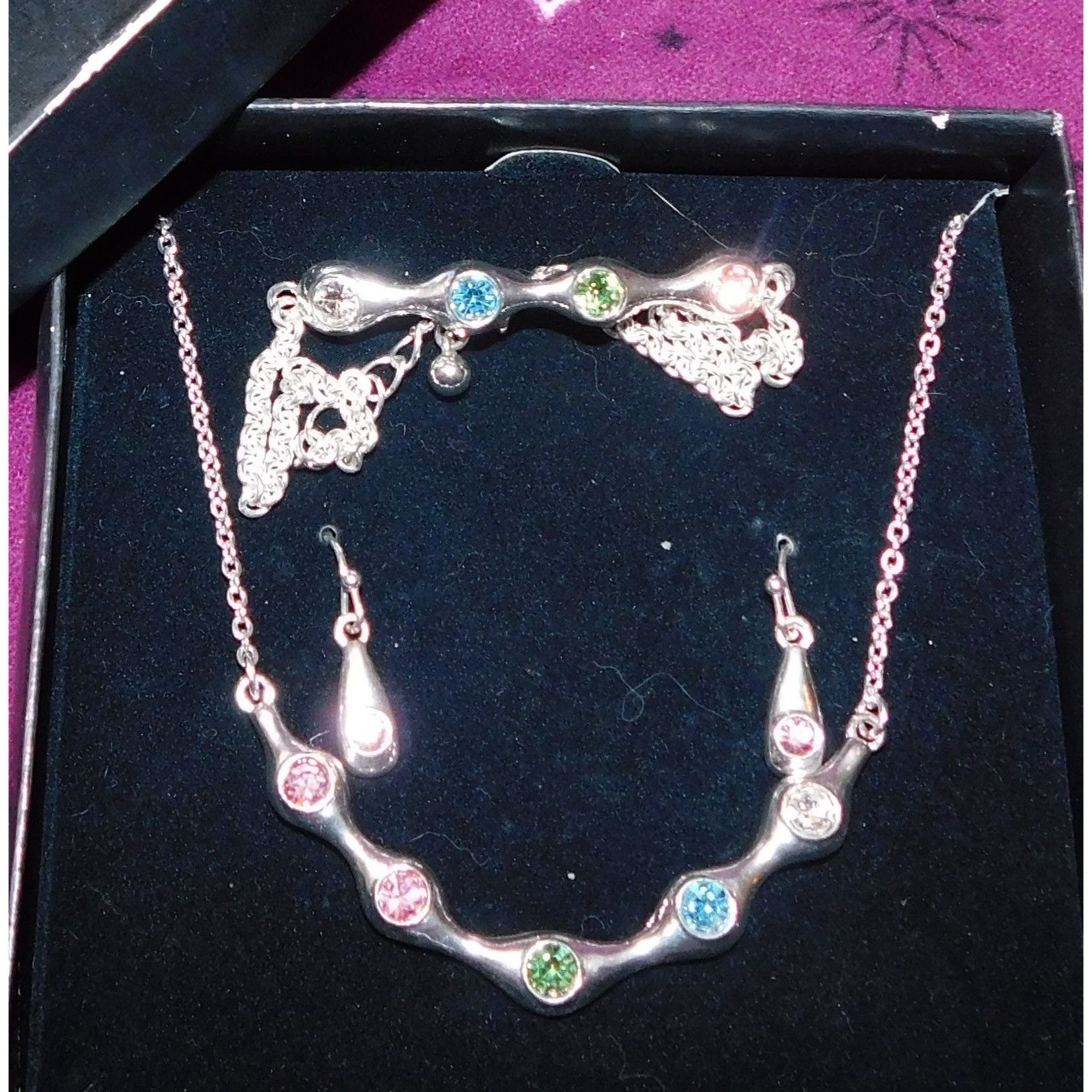 Other Rainbow Rhinestone Demi Parure (Necklace, Bracelet, Earrings Size ONE SIZE - 6 Thumbnail