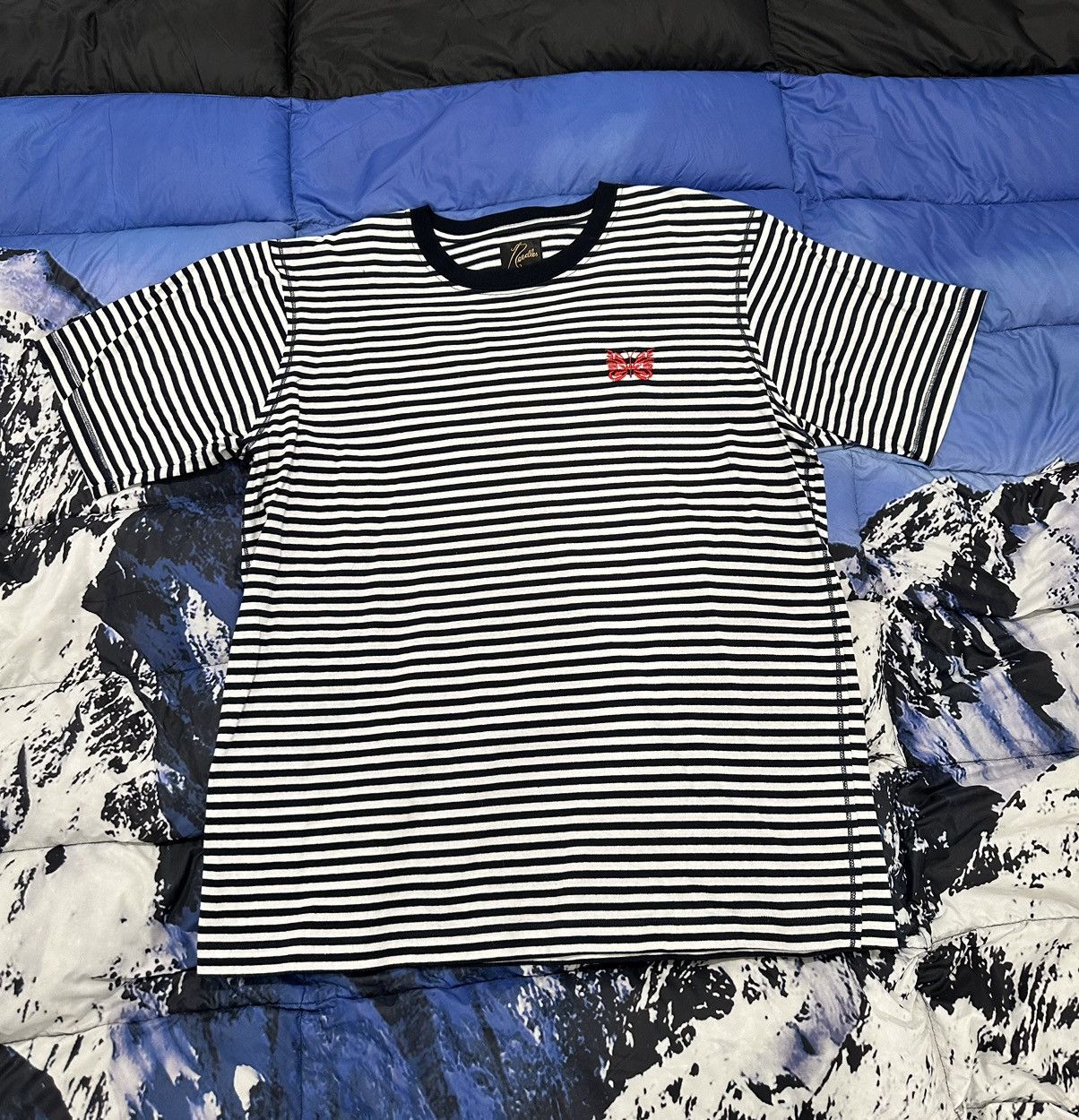 Image of Needles Striped T Shirt Navy/white, Men's (Size Small)