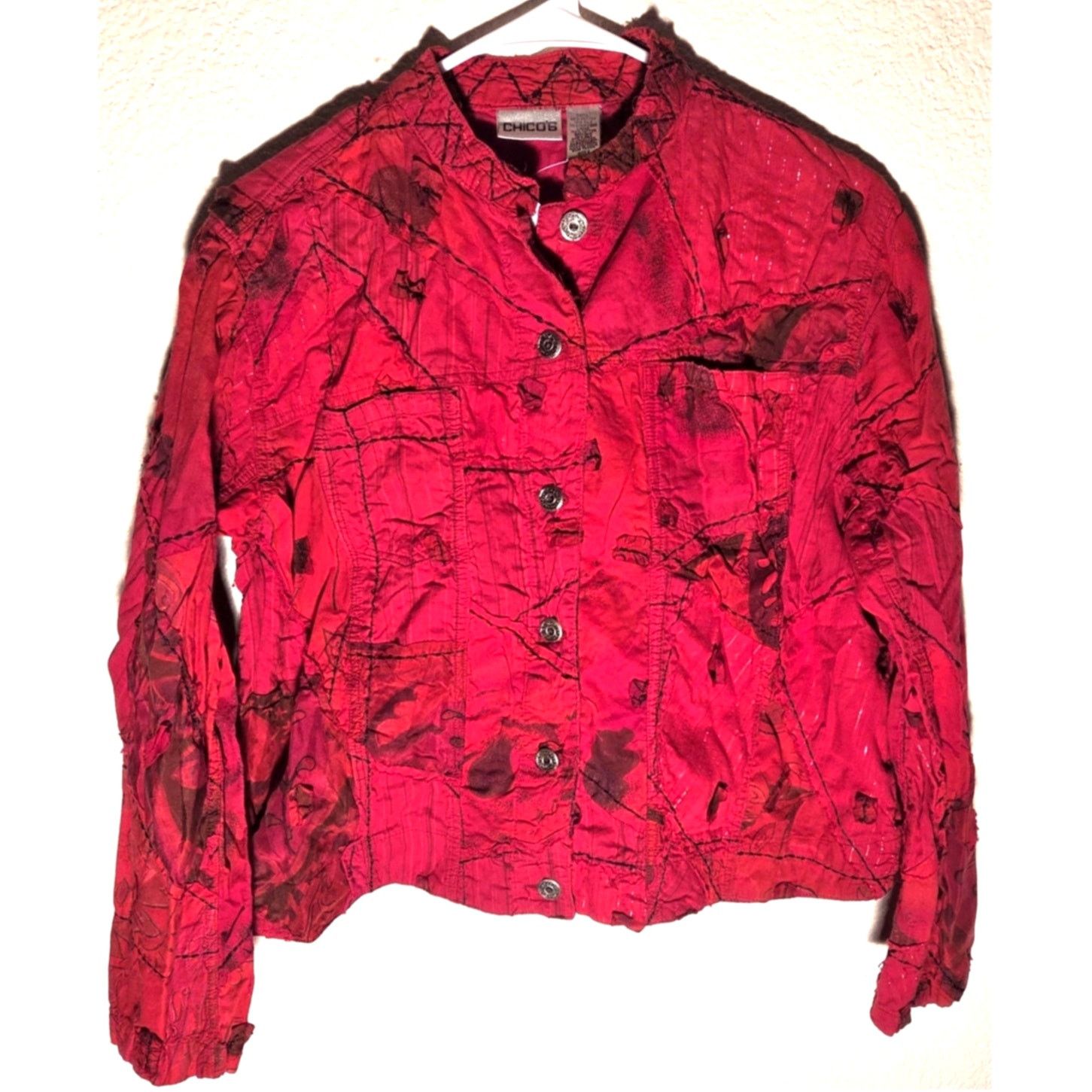 Chicos Chico's Red Trendy Button Up Blazer Top - Size 2 Size XS / US 0-2 / IT 36-38 - 1 Thumbnail