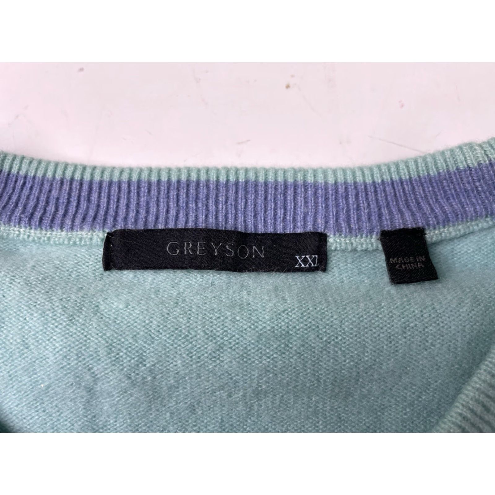 Vintage Greyson Clothiers Sweater Mens 2XL Crewneck Knit Cashmere Teal Pullover Golf Casual Logo Heavyweight Size US XXL / EU 58 / 5 - 3 Thumbnail