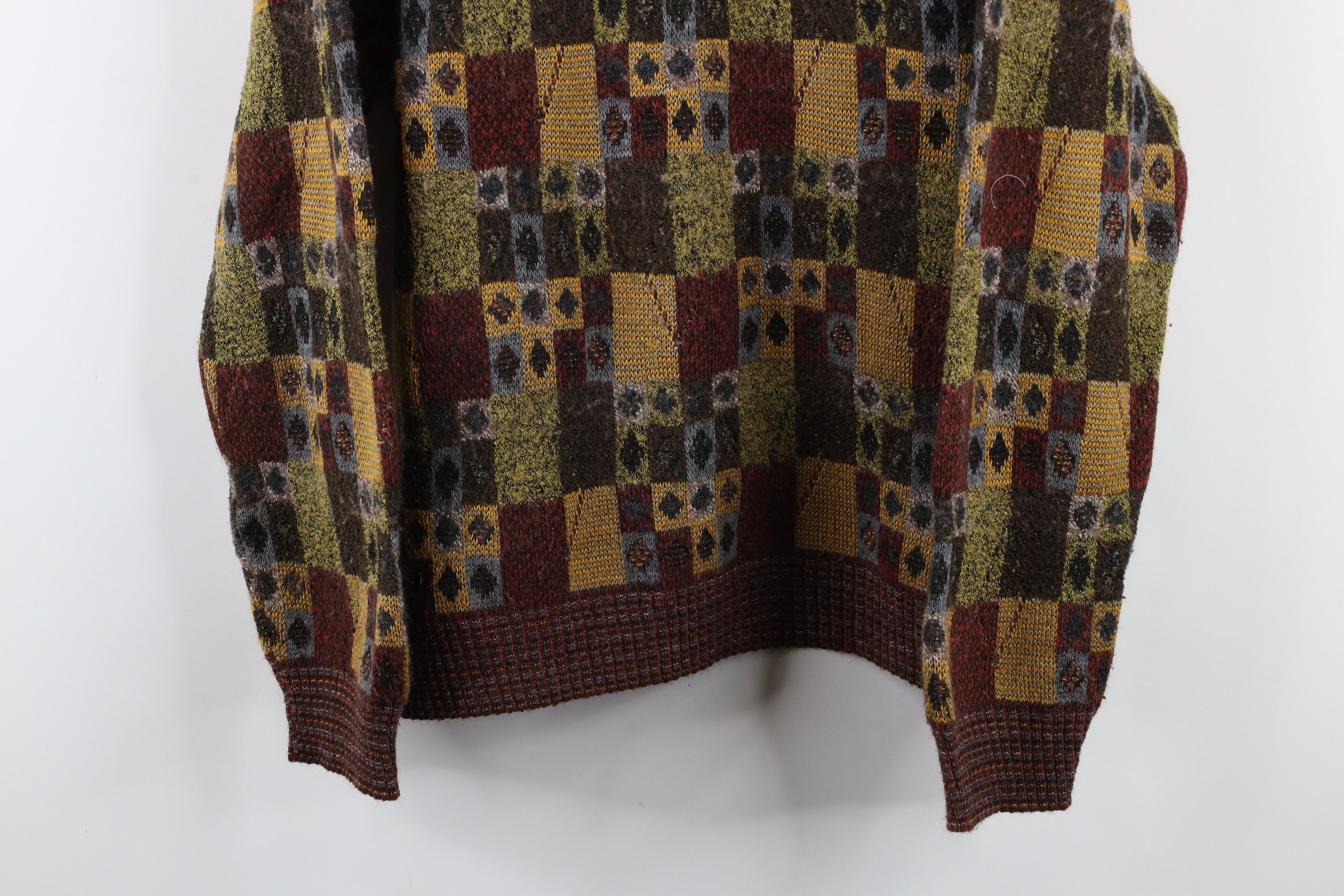 Vintage Vintage 90s Coogi Style Rainbow Checkered Knit Sweater Size US L / EU 52-54 / 3 - 3 Thumbnail