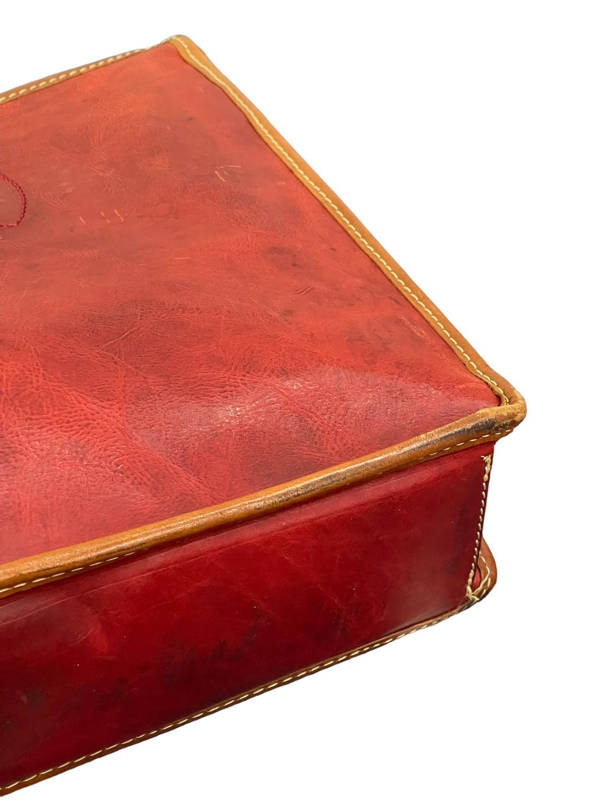 Japanese Brand Full Leather Patina Red Deux Moncx Artisan Made Hand Bag 4🟩 Size ONE SIZE - 16 Thumbnail