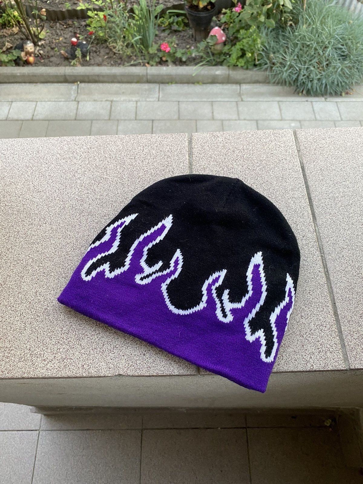 Japanese Brand Y2K crazy flames overprint beanie japan style hat Size ONE SIZE - 1 Thumbnail