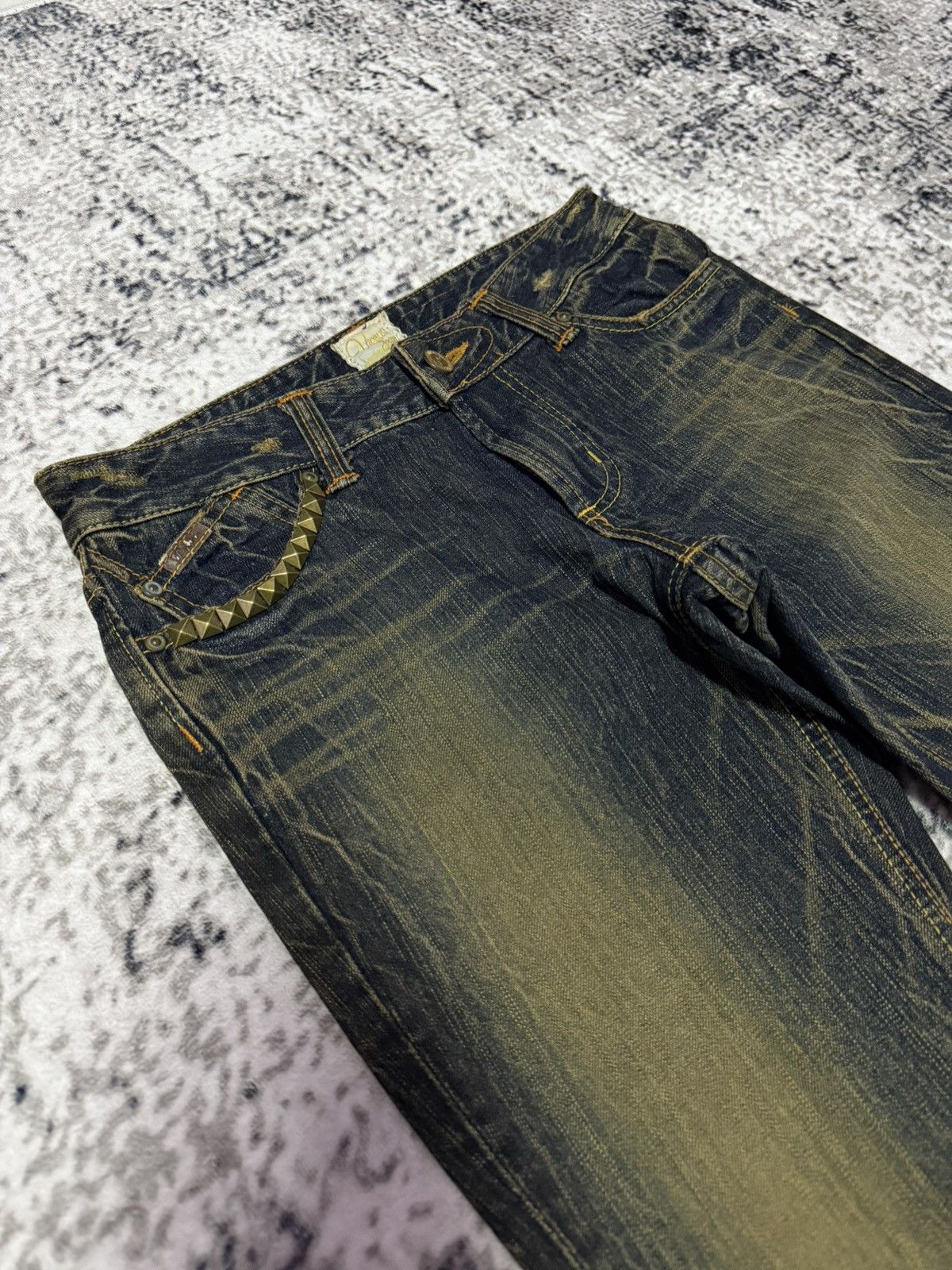 Junya Watanabe Vintage Edwin Venus Mud Wash Studded Flare Jeans Low Rise Size US 28 / EU 44 - 4 Thumbnail