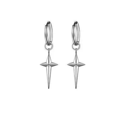 Other 925 Silver Plated Cross Star Dangle Drop Earrings for Men Size ONE SIZE - 3 Thumbnail