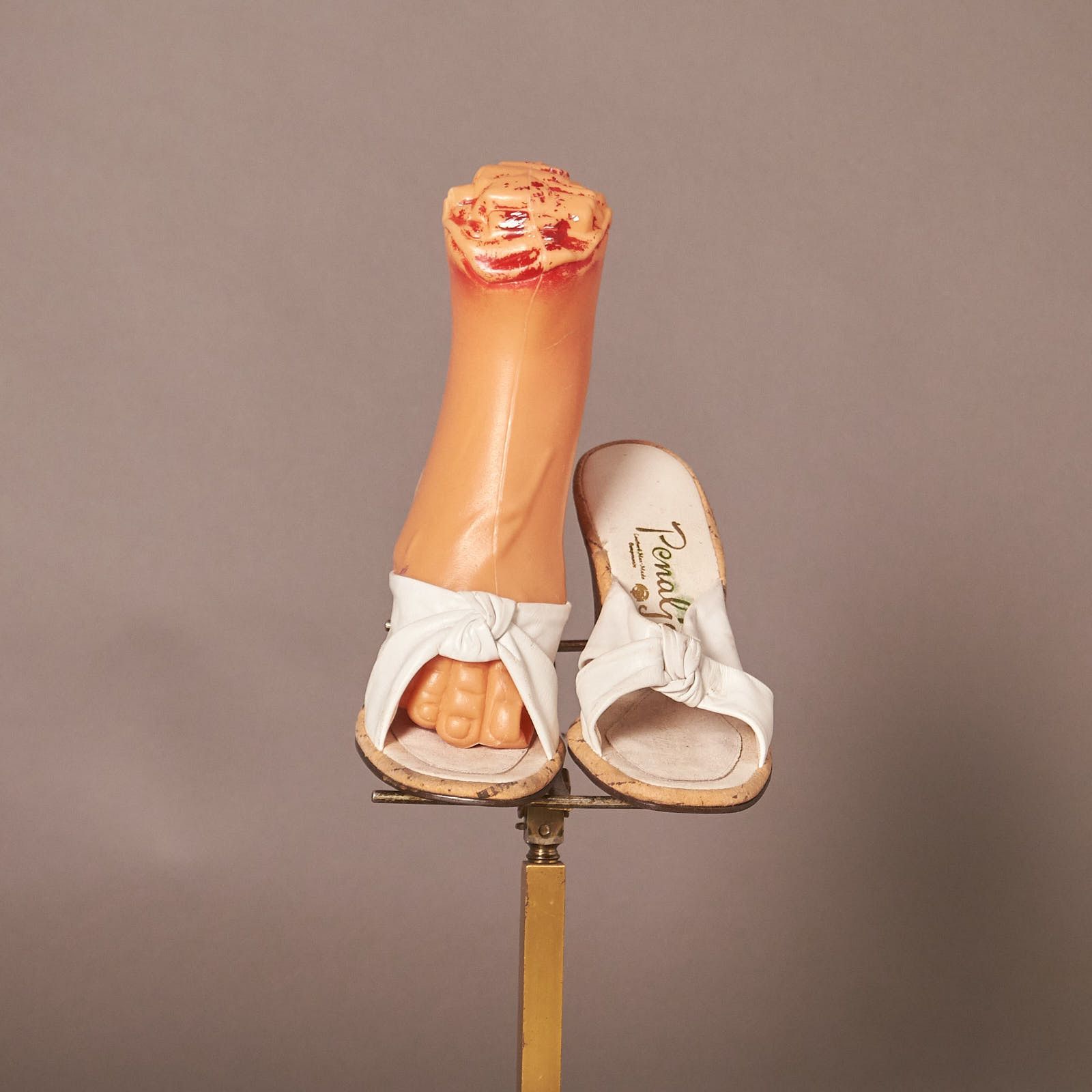 Vintage 1950s Penaljo Cork Heels White Leather Wedge Sandals Shoes Size US 5.5 / IT 35.5 - 2 Thumbnail