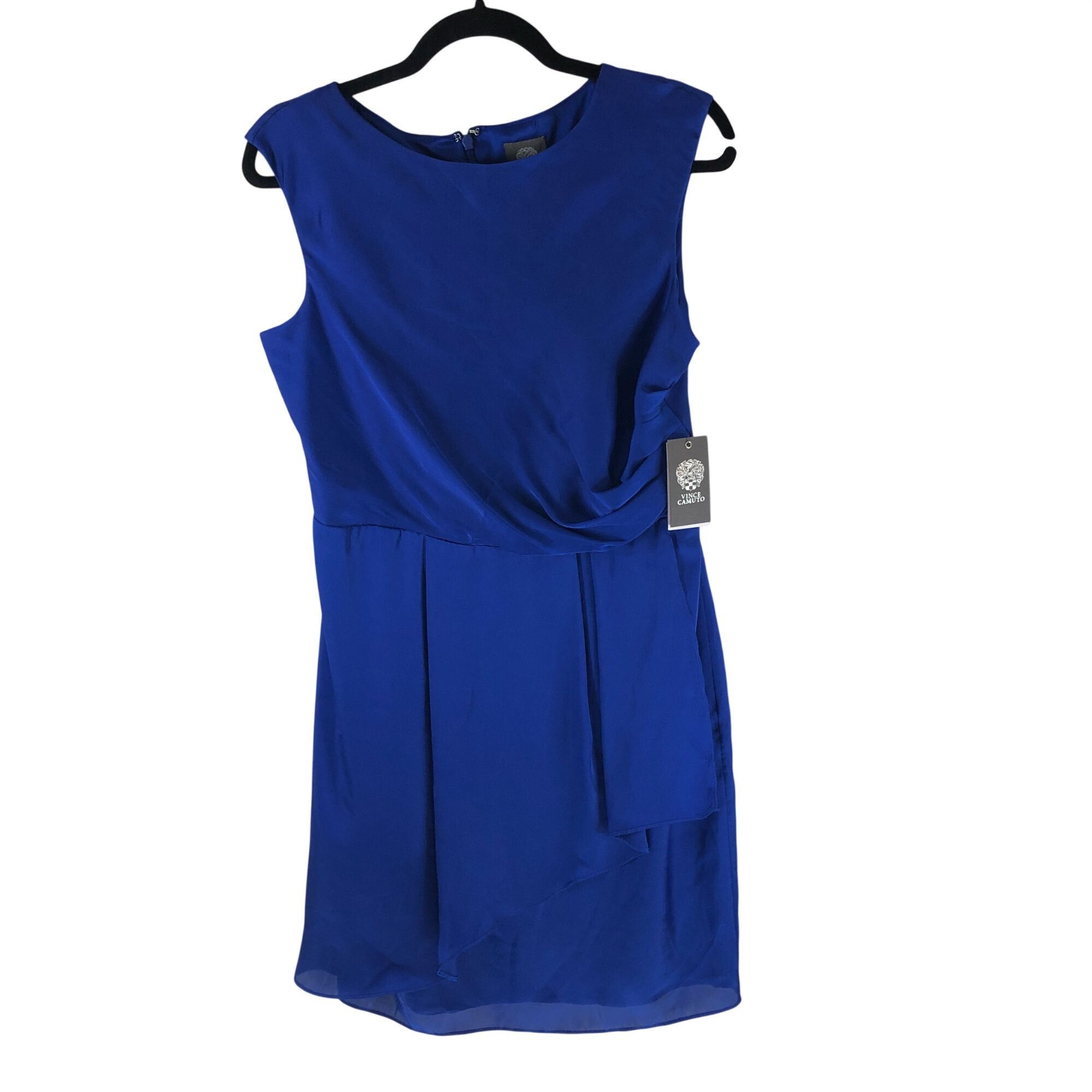 Vince Camuto Vince Camuto Dress Faux Wrap Draped Sleeveless Satin Blue 10 Size L / US 10 / IT 46 - 1 Thumbnail