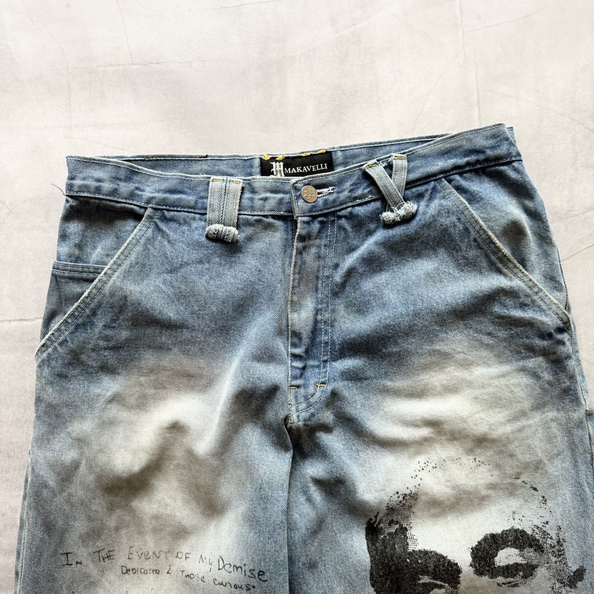 Makaveli 2Pac Makavelli Wu-Tang Rap Big Logo Distressed Poem Jeans Size US 34 / EU 50 - 6 Thumbnail