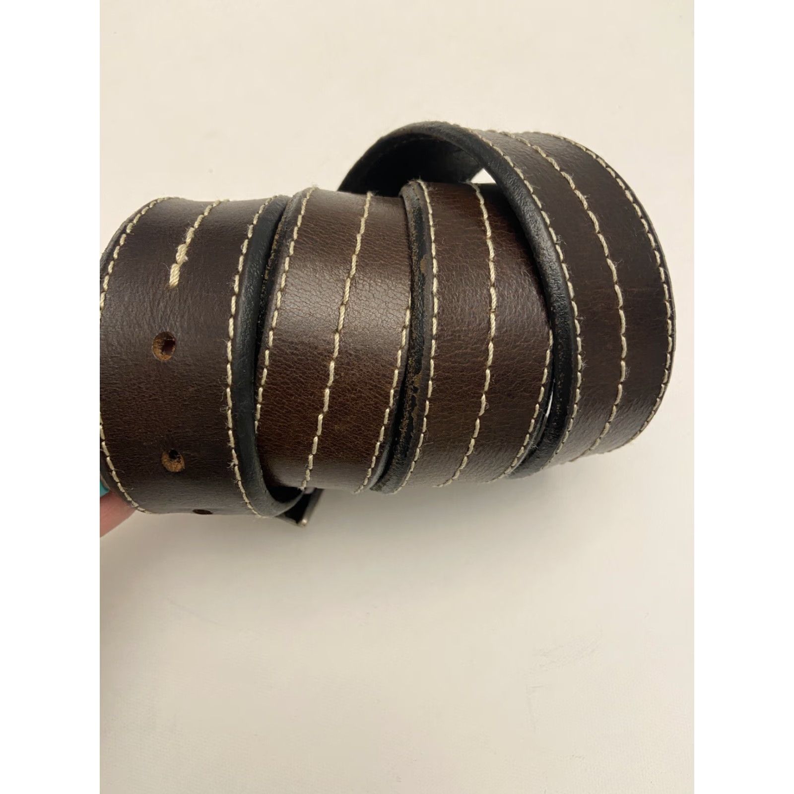 Vintage Brown Leather Belt Size 40 for Men Size 40 - 4 Thumbnail