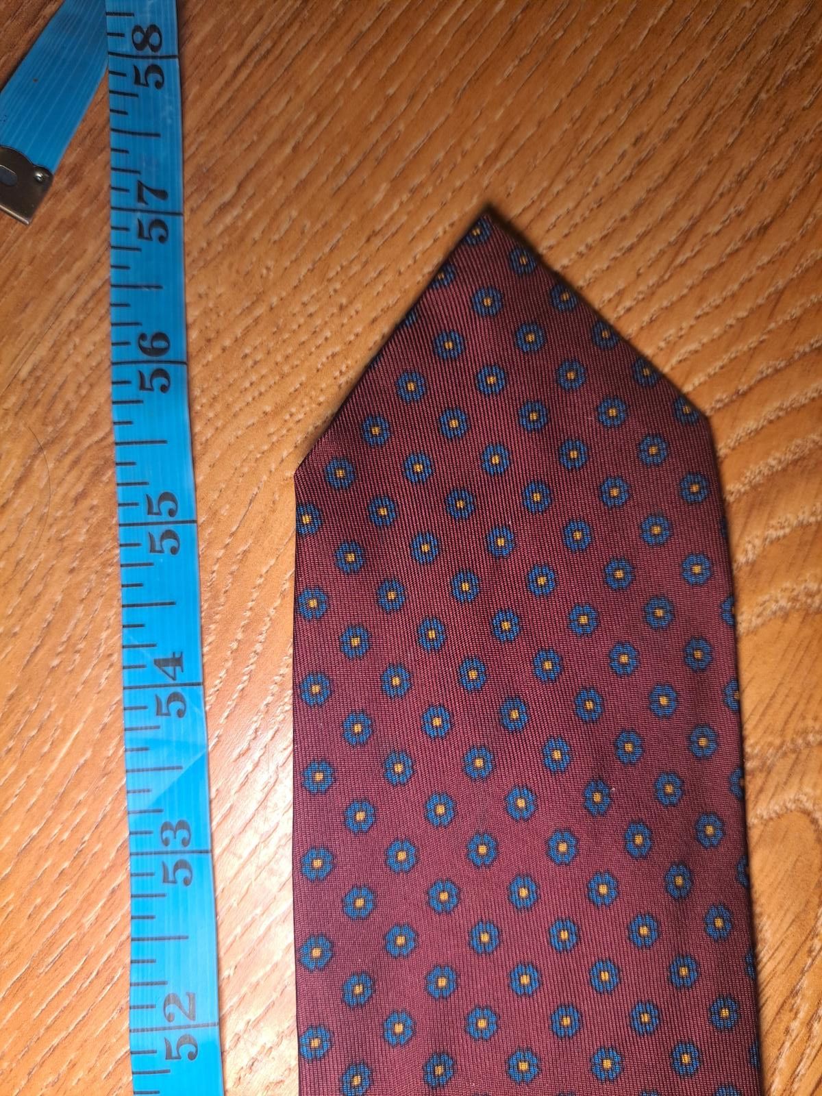 Robert Talbott VINTAGE Robert Talbott Silk Tie Burgundy Floral Handmade Size ONE SIZE - 5 Thumbnail