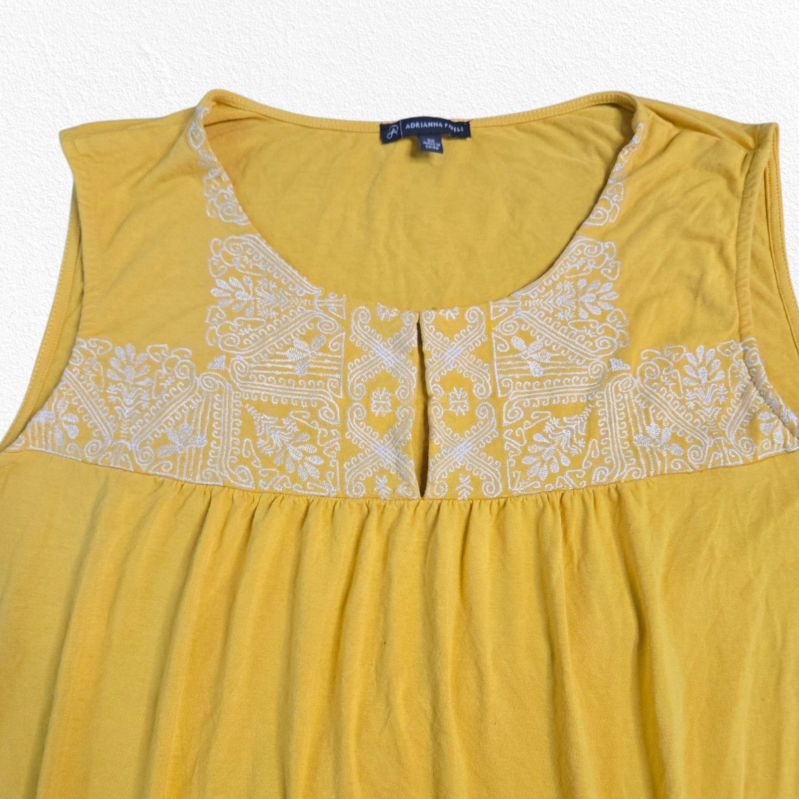 Adrianna Papell Adrianna Papell Yellow Sleeveless Boho Blouse Size 2X Size XXL / US 16-18 / IT 52-54 - 9 Thumbnail