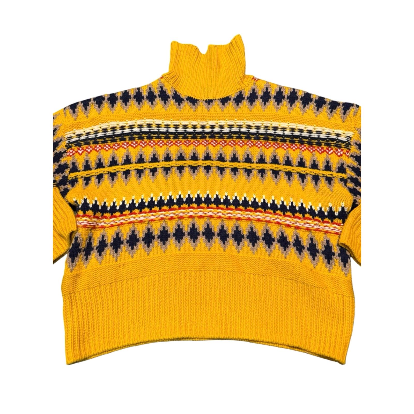 Rag & Bone RAG & BONE Wool Willow Fair Isle Yellow Turtleneck Sweater Size Small Size S / US 4 / IT 40 - 7 Thumbnail
