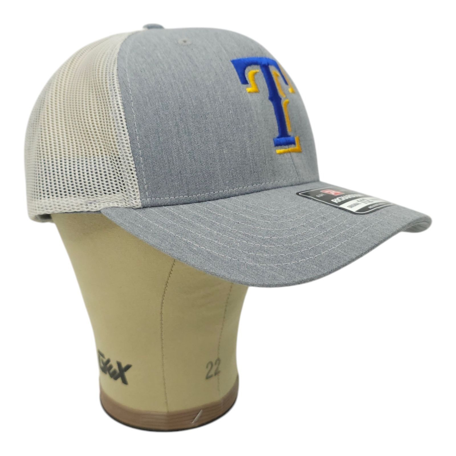 Richardson Blue Gold Embroidered T Logo Mesh Snapback Cap Trucker Hat Size ONE SIZE - 3 Thumbnail