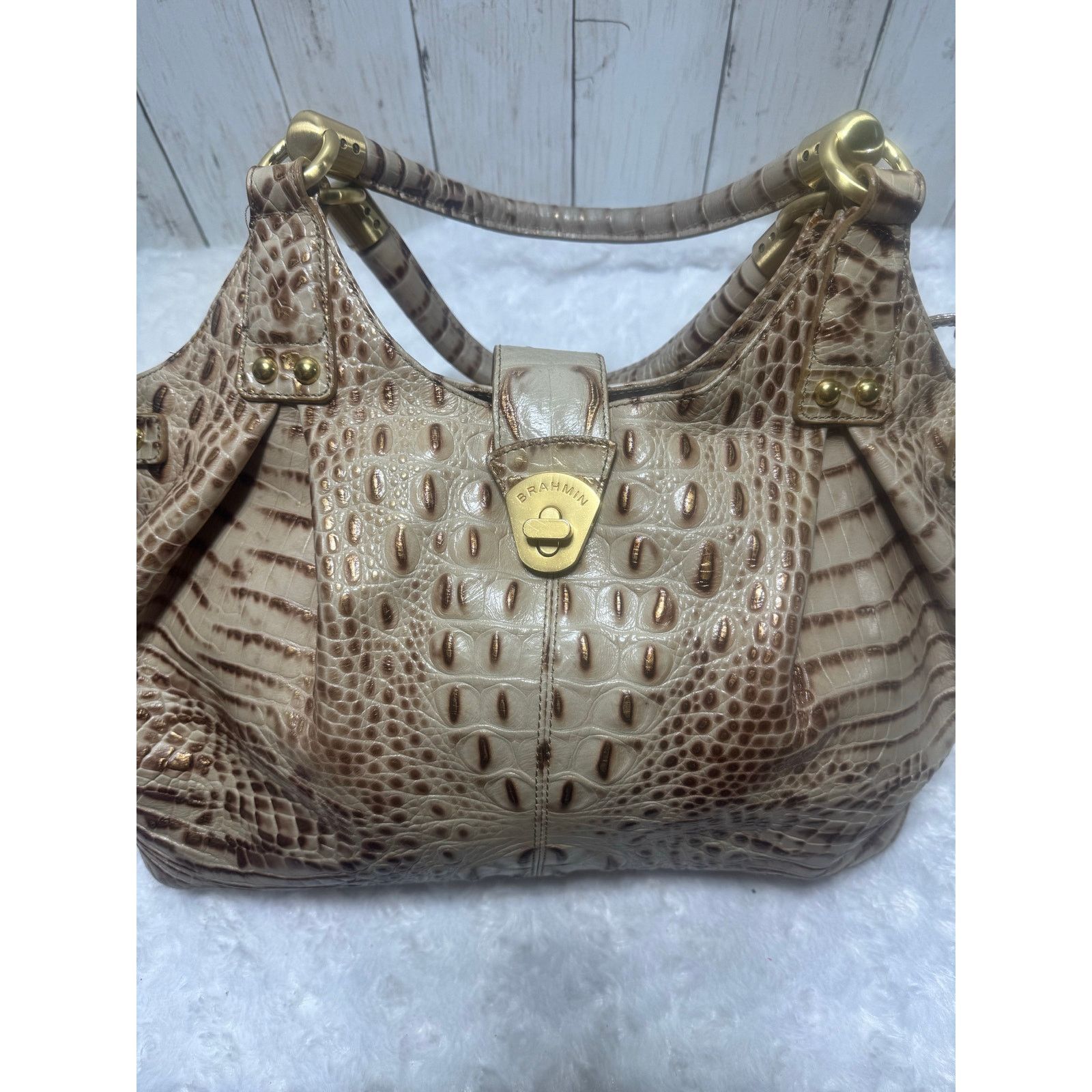 BRAHMIN Brahmin Cro embossed shoulder women bag and wallet champagne Size ONE SIZE - 5 Thumbnail