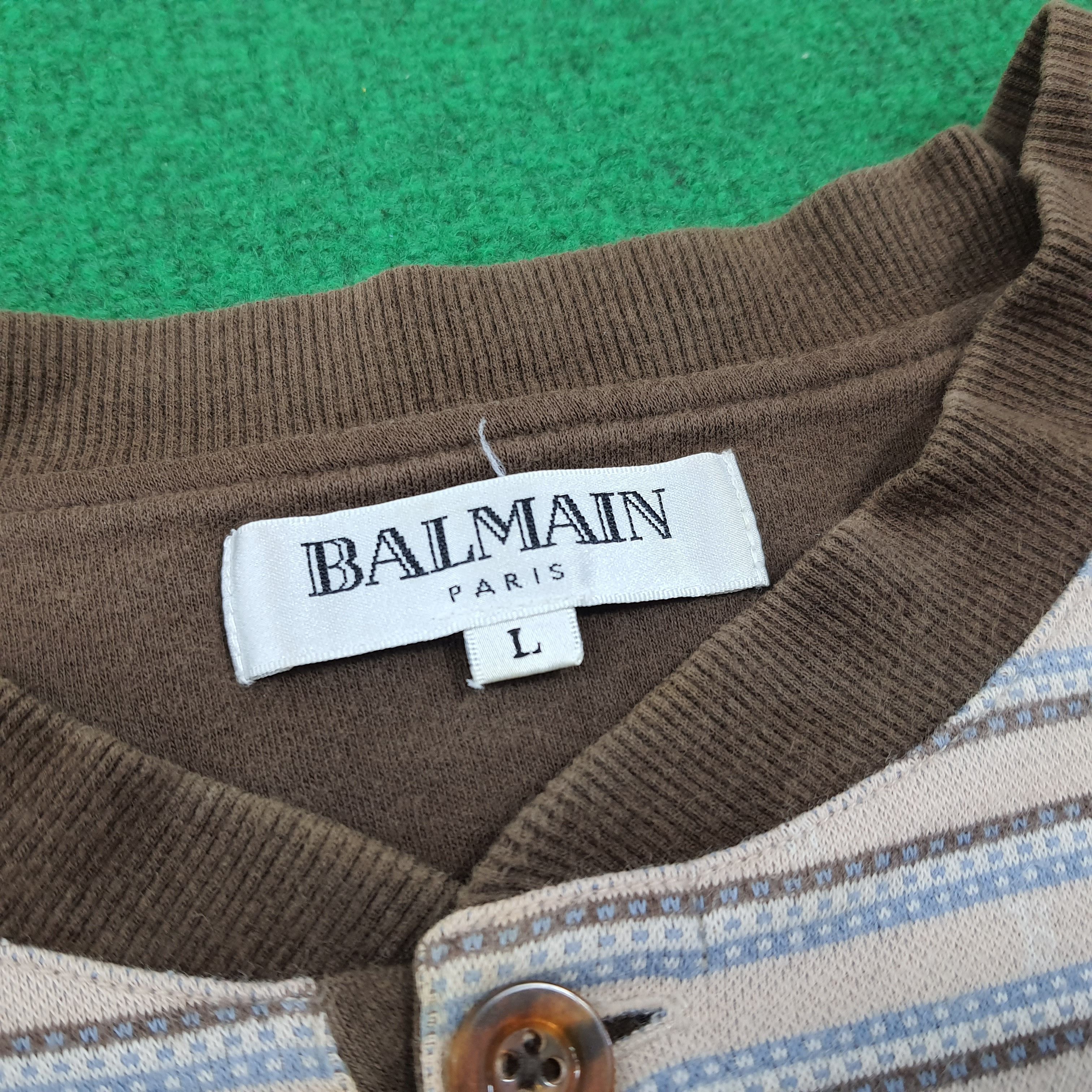Vintage Balmain Paris Stripes Button Sweatshirt