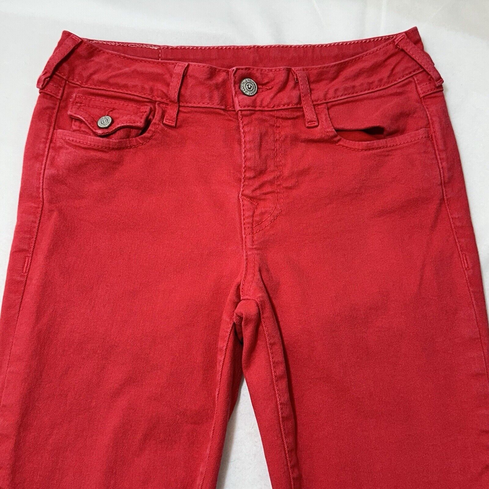 True Religion True Religion 26 Red Mid Rise Skinny Jeans 27" Inseam Size 27" / US 4 / IT 40 - 2 Thumbnail