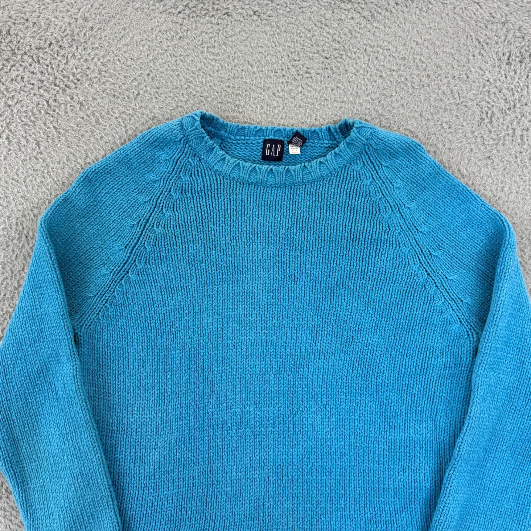Gap VINTAGE Gap Sweater Women XL Blue Long Sleeve Oversized Jumper Knit Pullover Y2K Size XL / US 12-14 / IT 48-50 - 3 Thumbnail