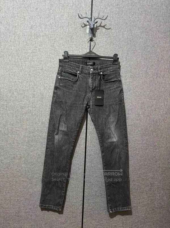 Versace Versace M Size Black Gray Leather Embroidered Pants . Size US 32 / EU 48 - 1 Thumbnail