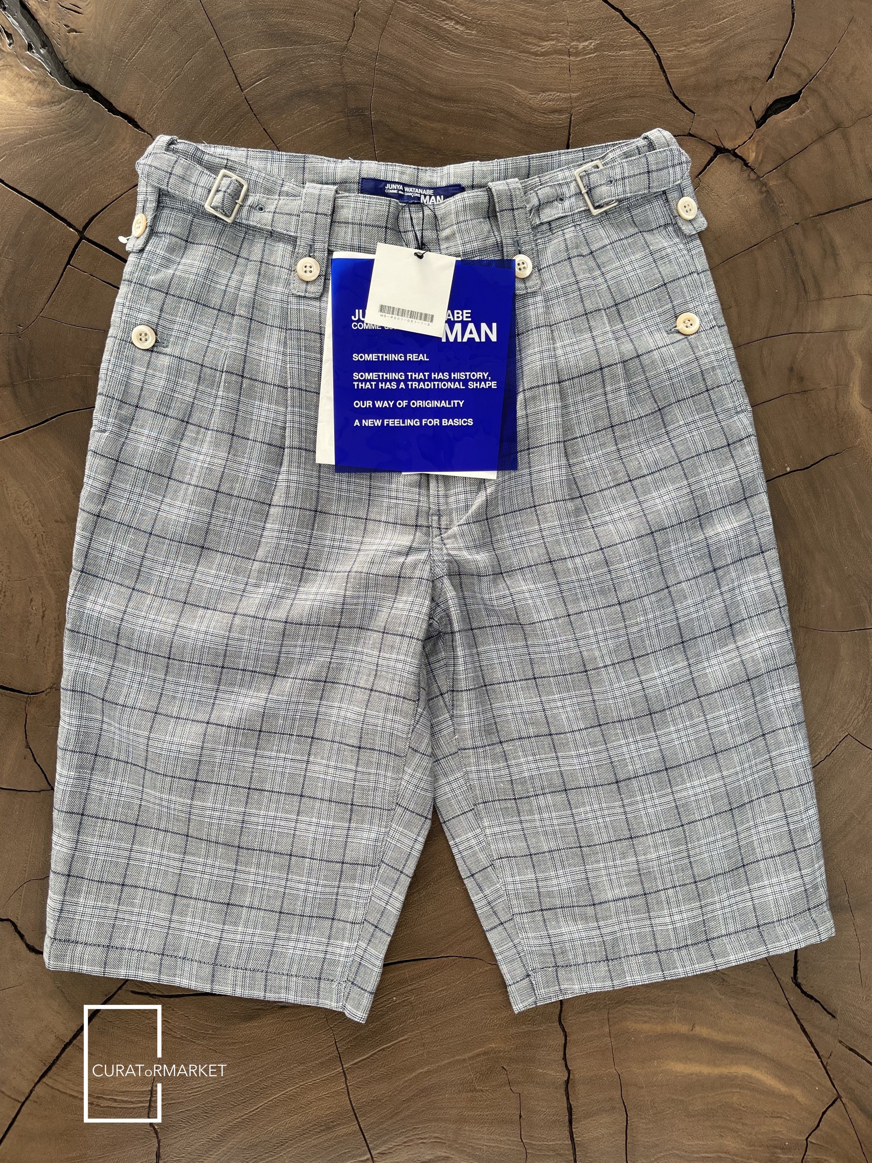 Junya Watanabe Sz M RARE Runway Linen Gingham Hidden Buckle Shorts SS17 Size US 30 / EU 46 - 1 Thumbnail