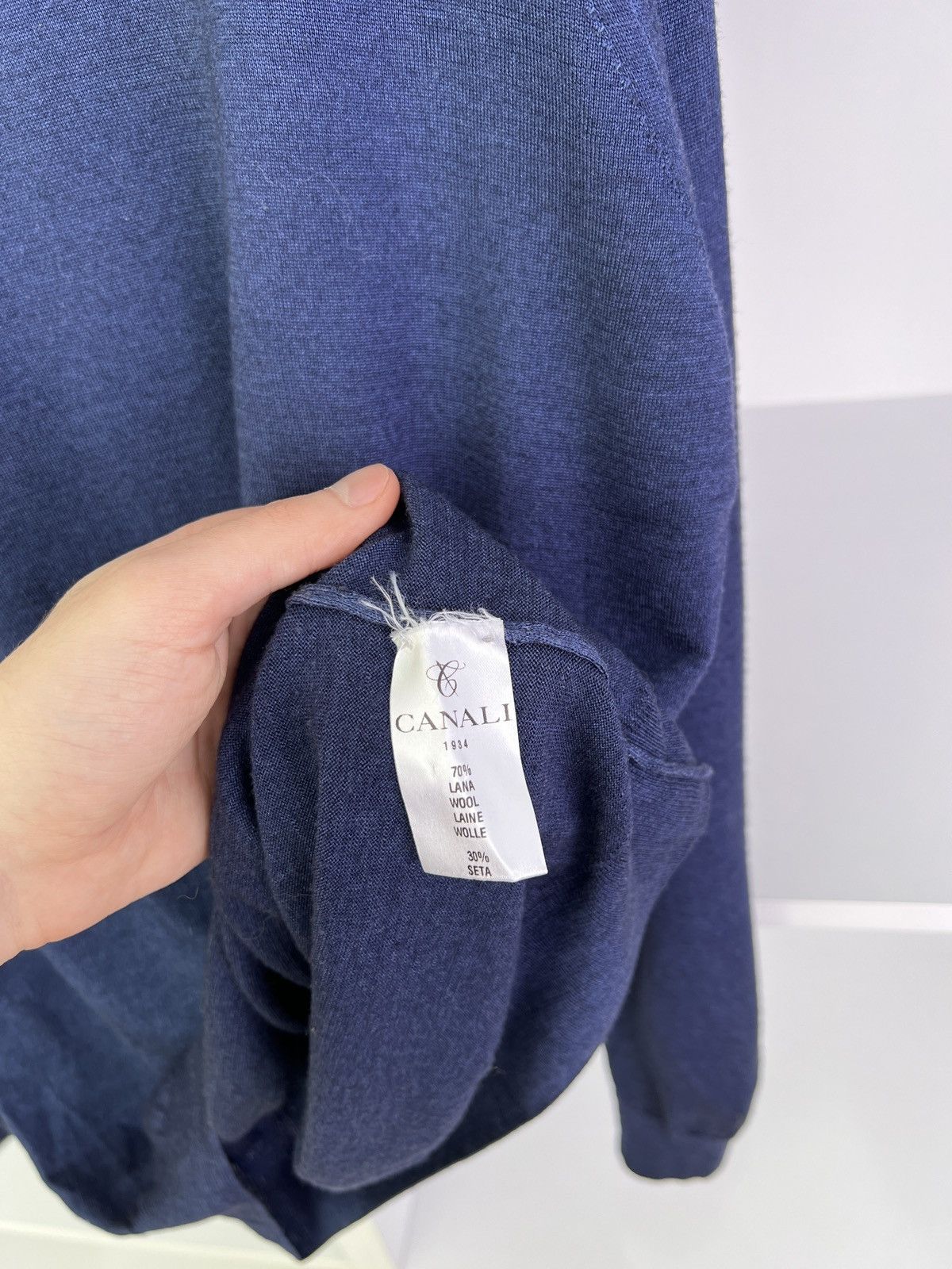 Canali × Designer × Vintage Vintage Canali Wool Navy Jumper Size US L / EU 52-54 / 3 - 15 Thumbnail